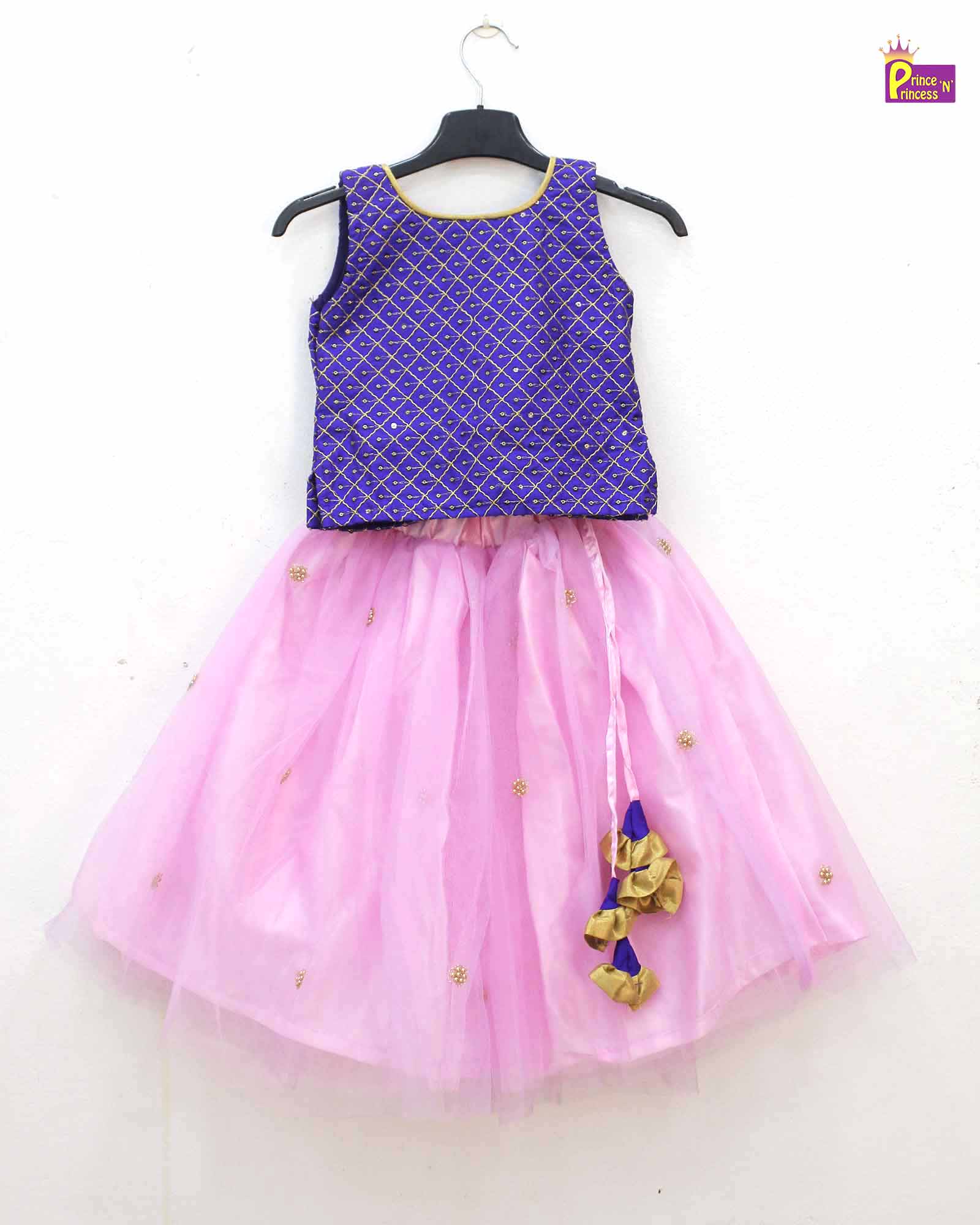 Kids Purple and pink Embroidery net Lehenga Choli LC156 - Prince N Princess
