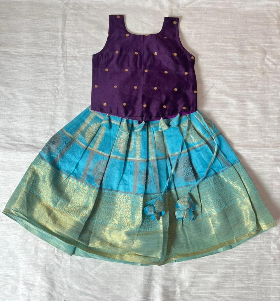 Kids Purple & Blue Raw Silk Lehenga Choli LC284 - Prince N Princess