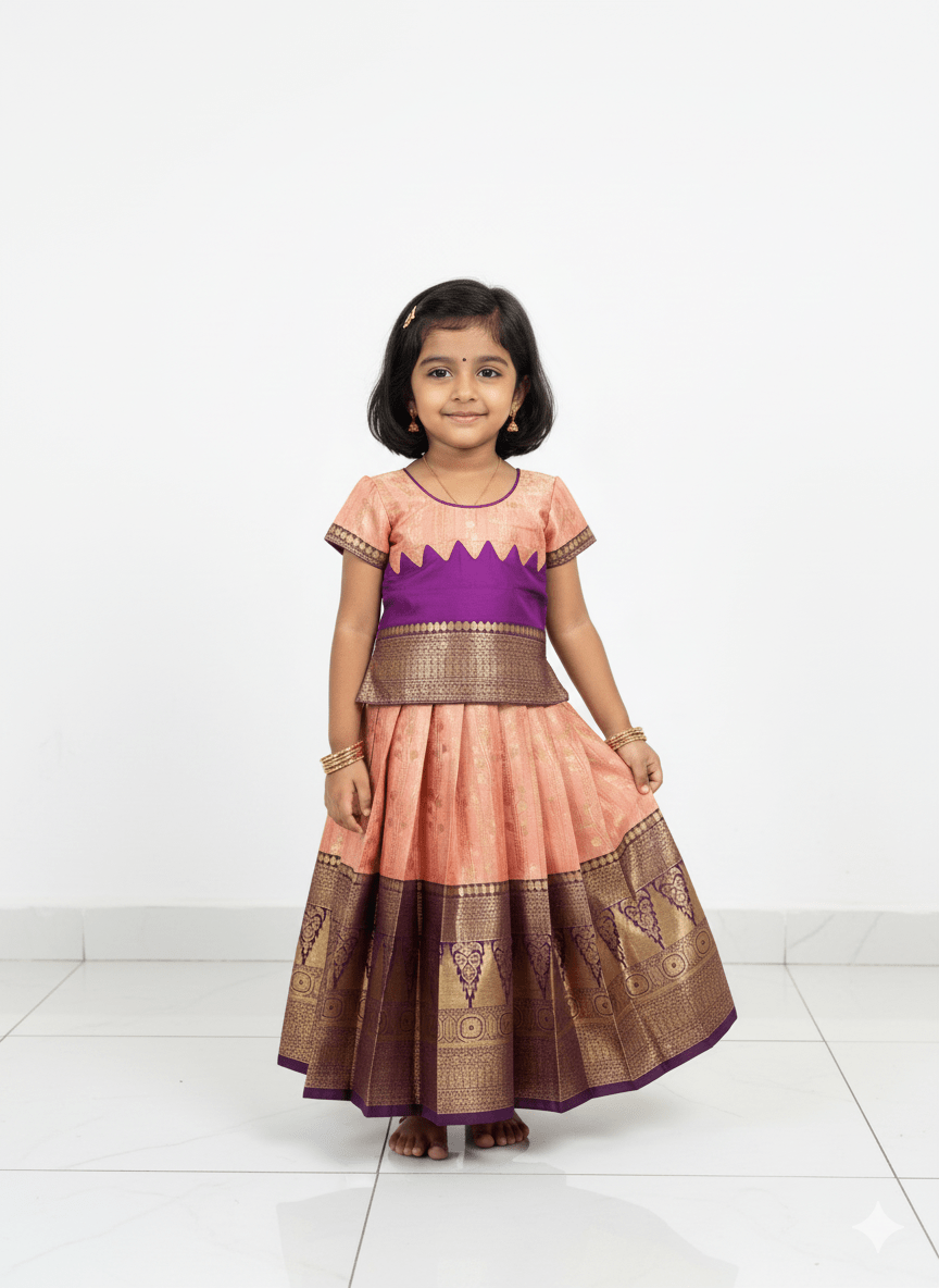 Kids Purple Traditional Pattupavadai PPP1965 - Prince N Princess