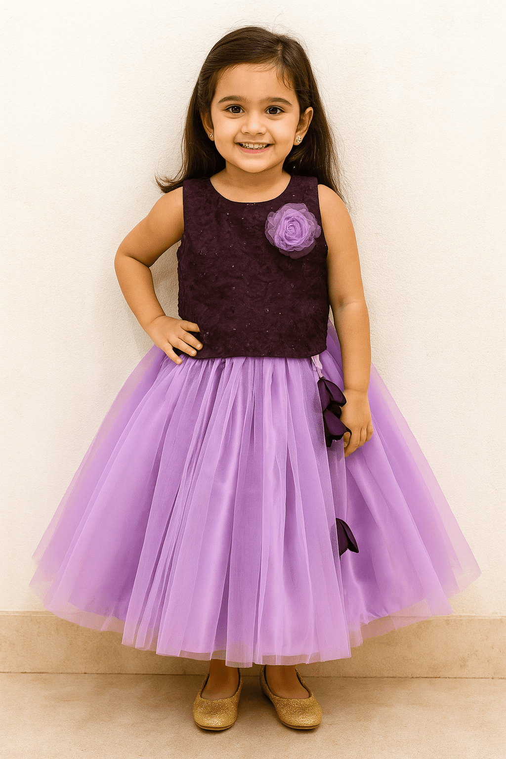 Kids Purple with Whine Sequence Embroidery Lehenga Choli LC255 for kids festival wear