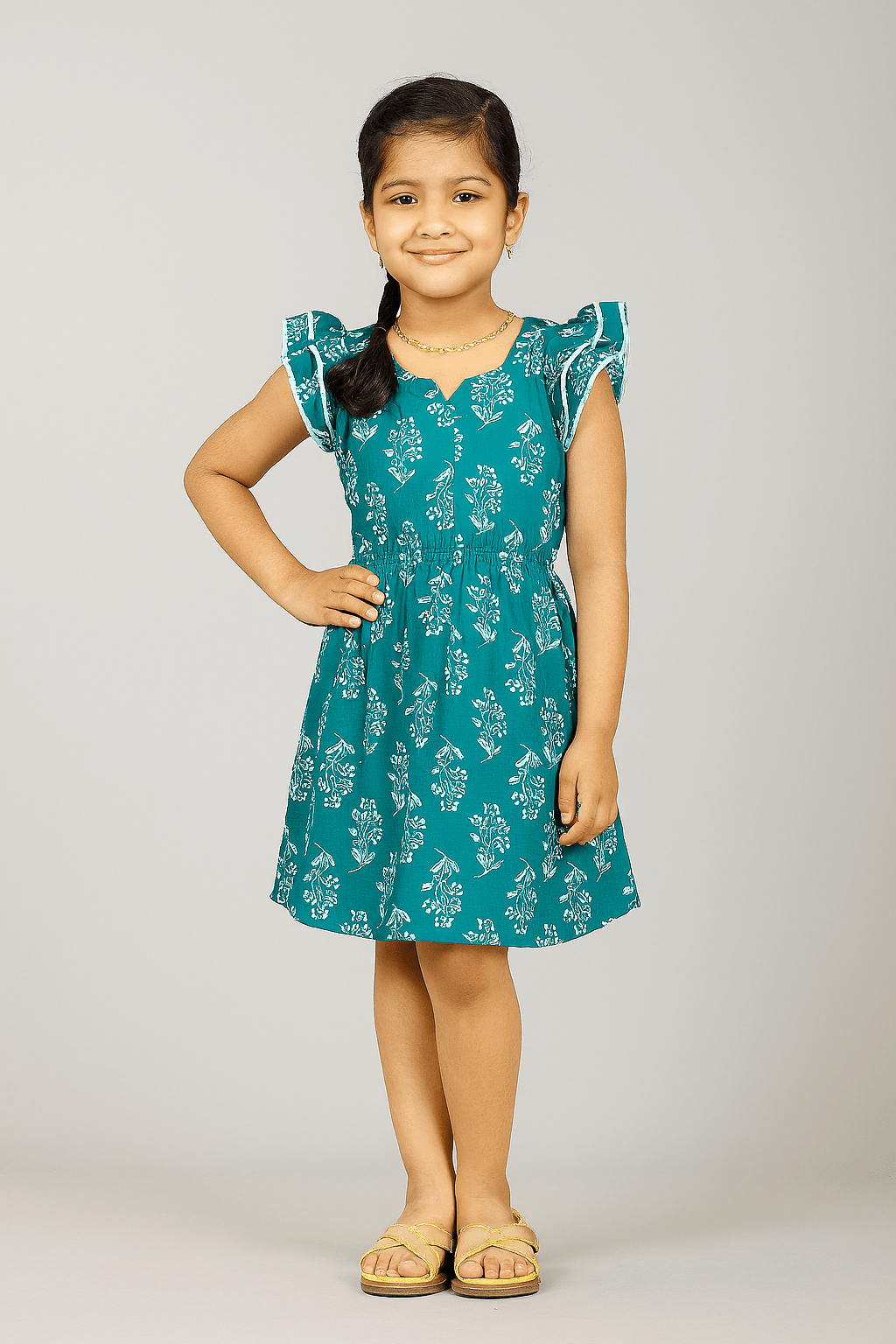 Kids Rama blue Cotton Frock CF291 - Prince N Princess