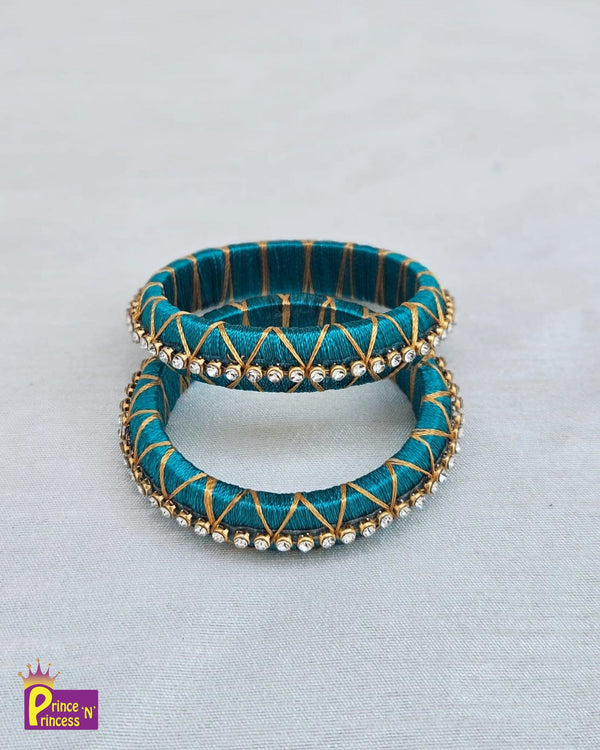 Kids Rama Green Silk thread Bangles BA004 - Prince N Princess