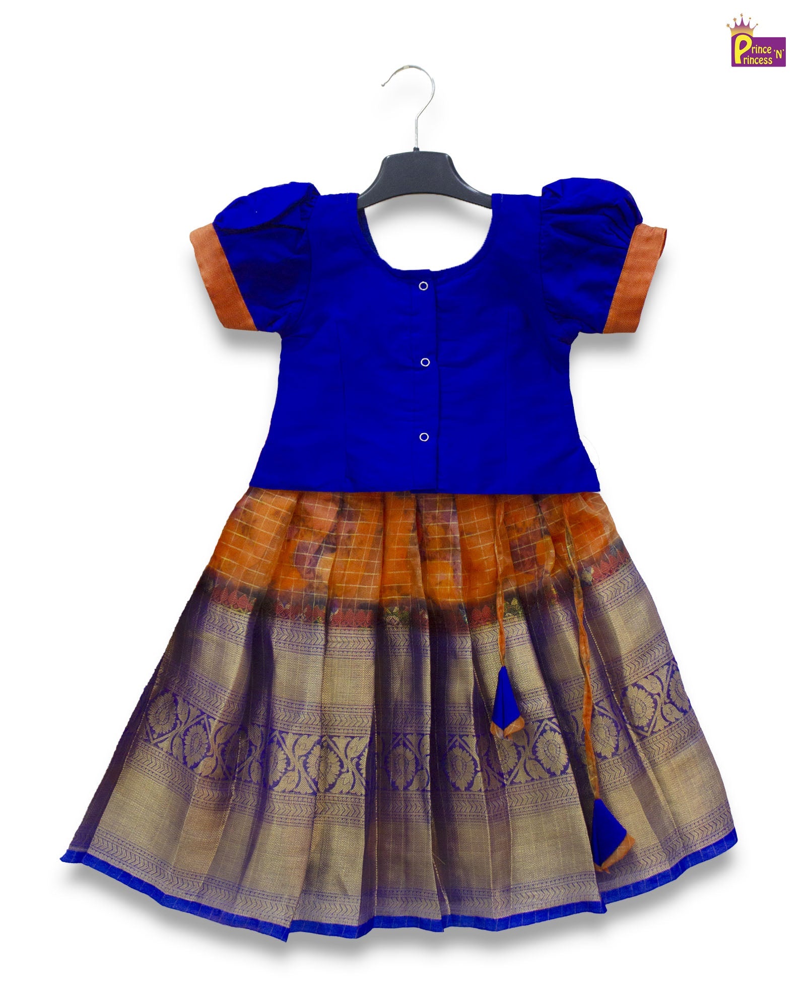 Kids Rama green Traditional Pattupavadai PPP1835 for kids festival wear