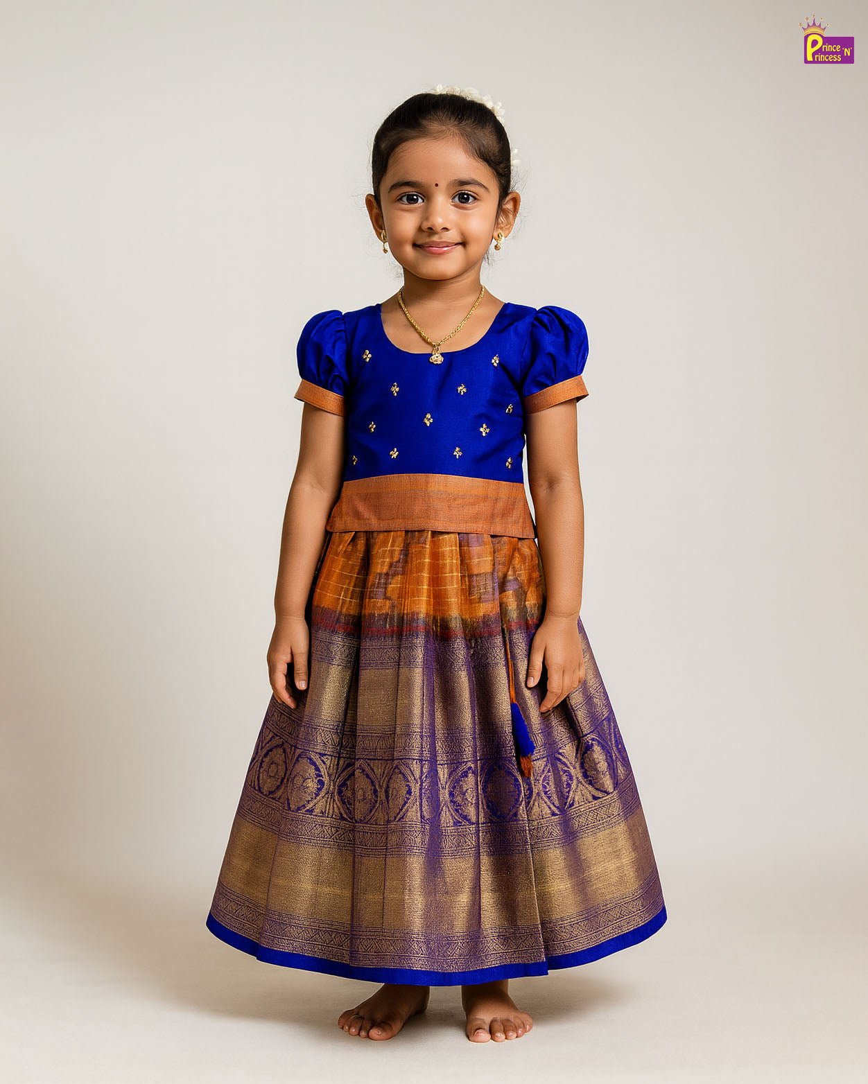Kids Rama green Traditional Pattupavadai PPP1835 - Prince N Princess