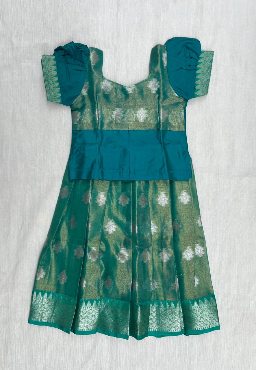 Kids Rama green Traditional Pattupavadai PPP1835 - Prince N Princess