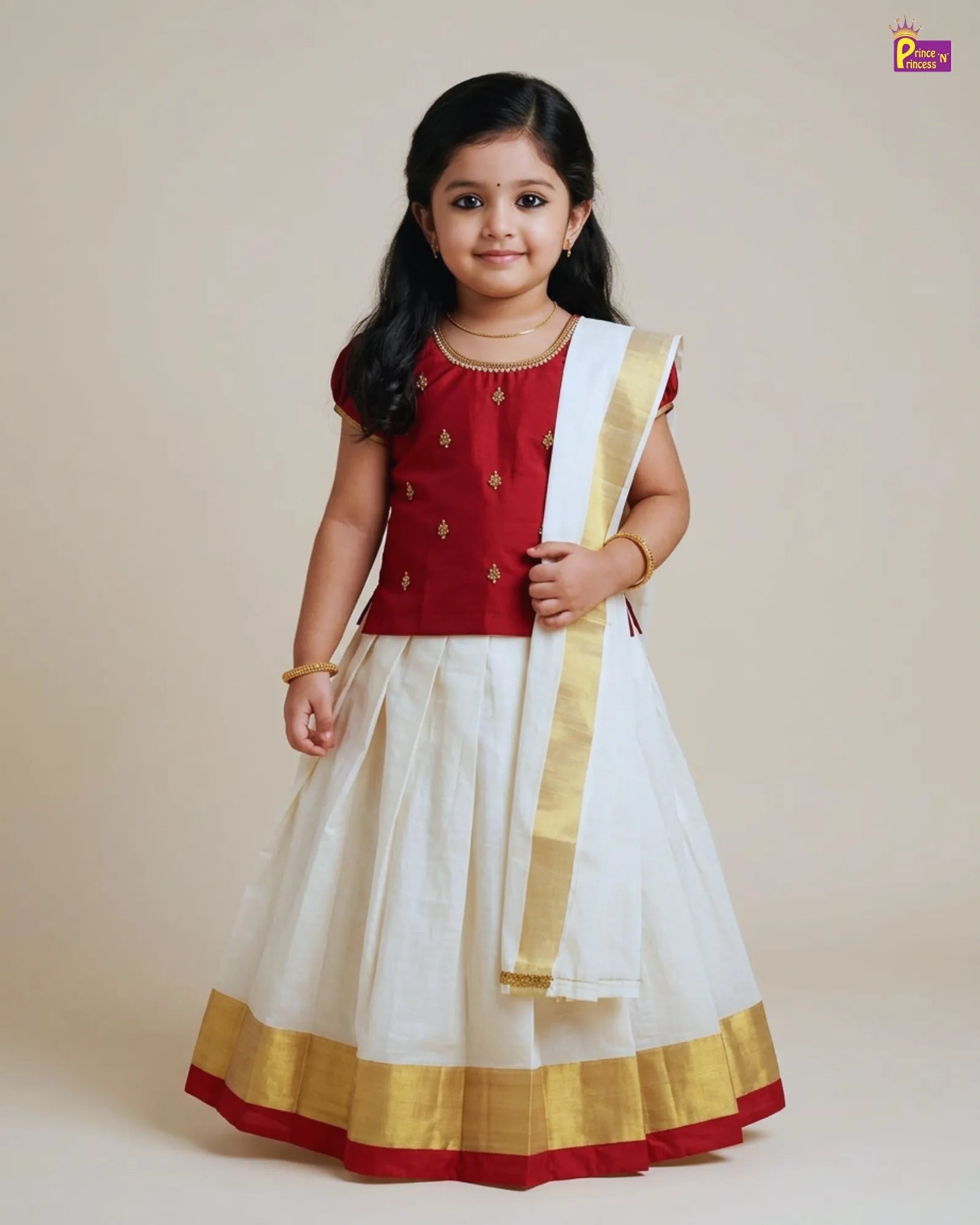 telugupalakkad celestial white dress kids Half Kerala Pattu Pavadai PPP1550 Keep dreaming big, little ones