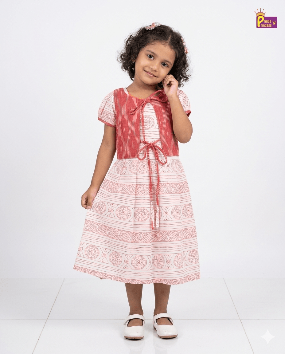 Kids Red Coat Cotton Frock CF403 - Prince N Princess