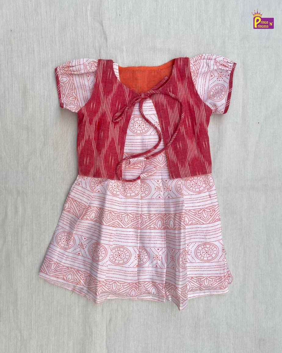 Kids Red Coat Cotton Frock CF403 - Prince N Princess