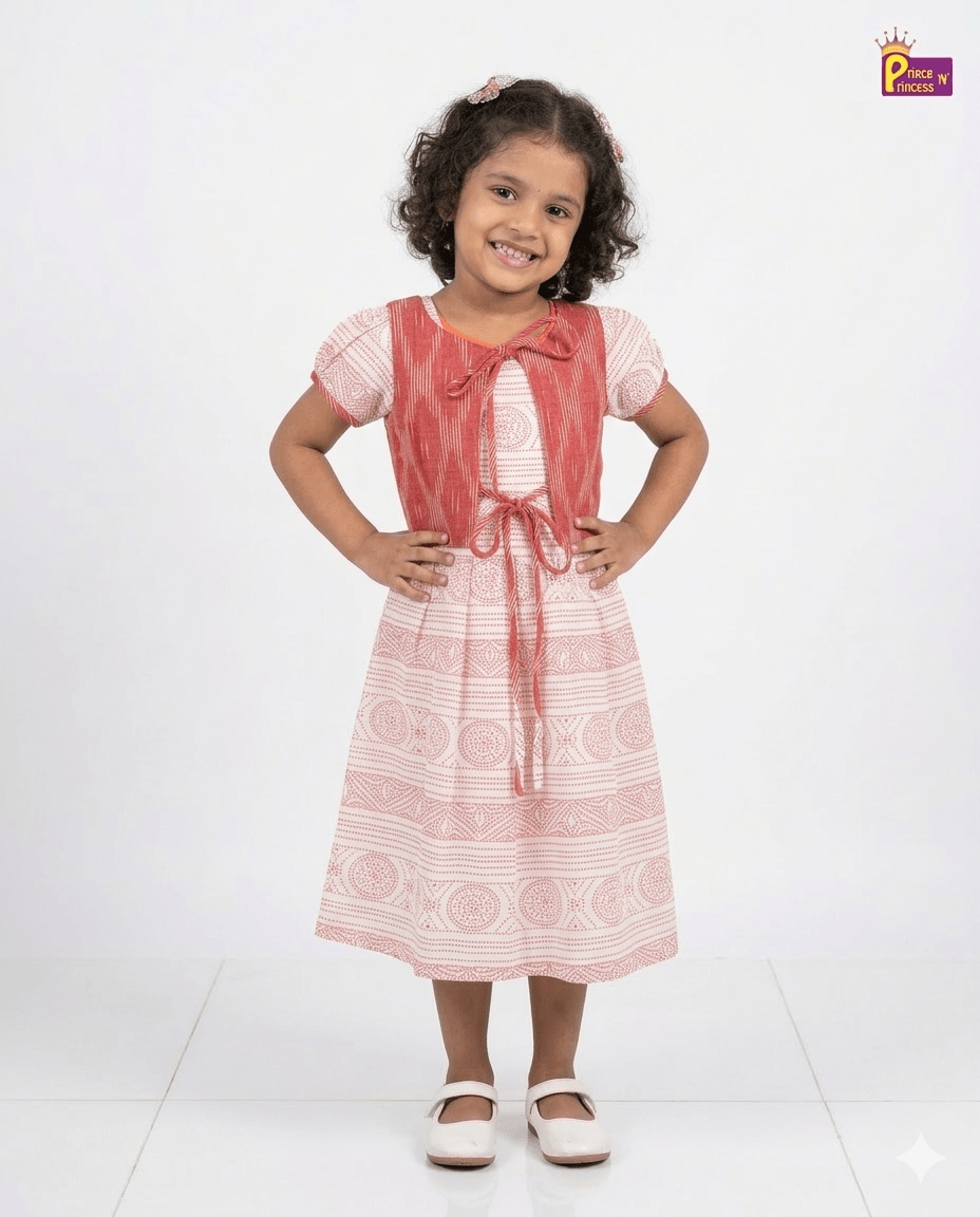 Kids Red Coat Cotton Frock CF403 - Prince N Princess