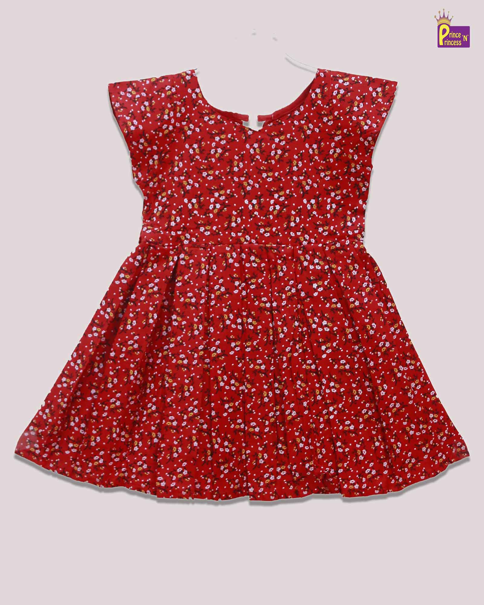 Kids Red Cotton Frock CF309 - Prince N Princess