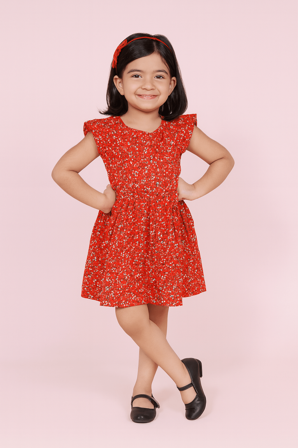 Kids Red Cotton Frock CF309 - Prince N Princess