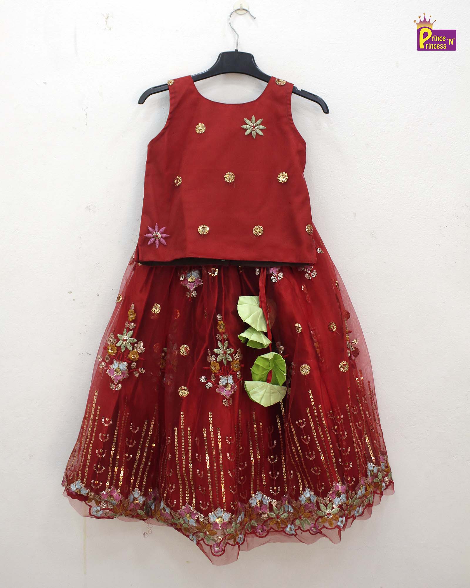Kids Red emproidery Net ethnic Lehenga Choli LC152 - Prince N Princess