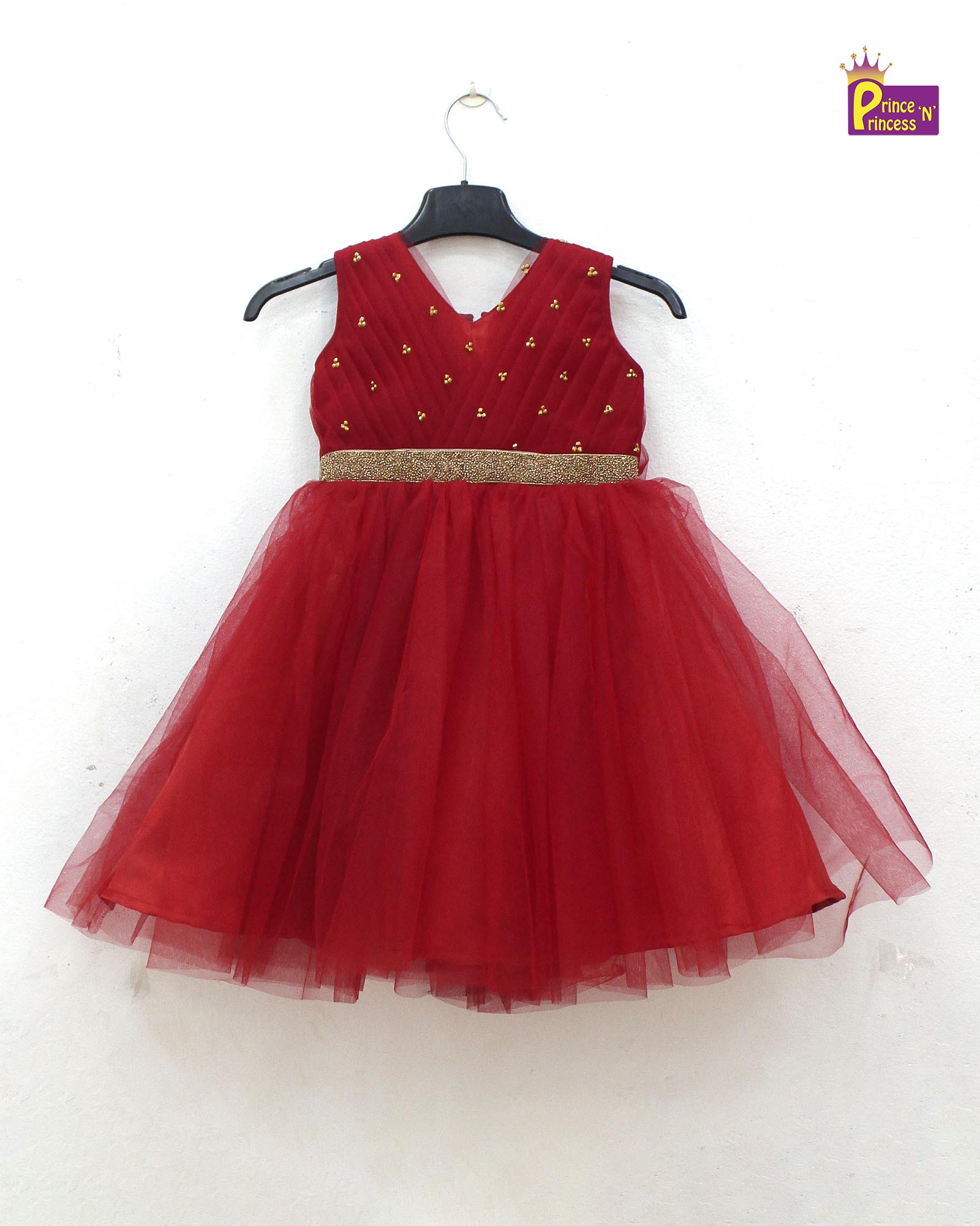 Kids Red Netted Full Gown WGF030 - Prince N Princess