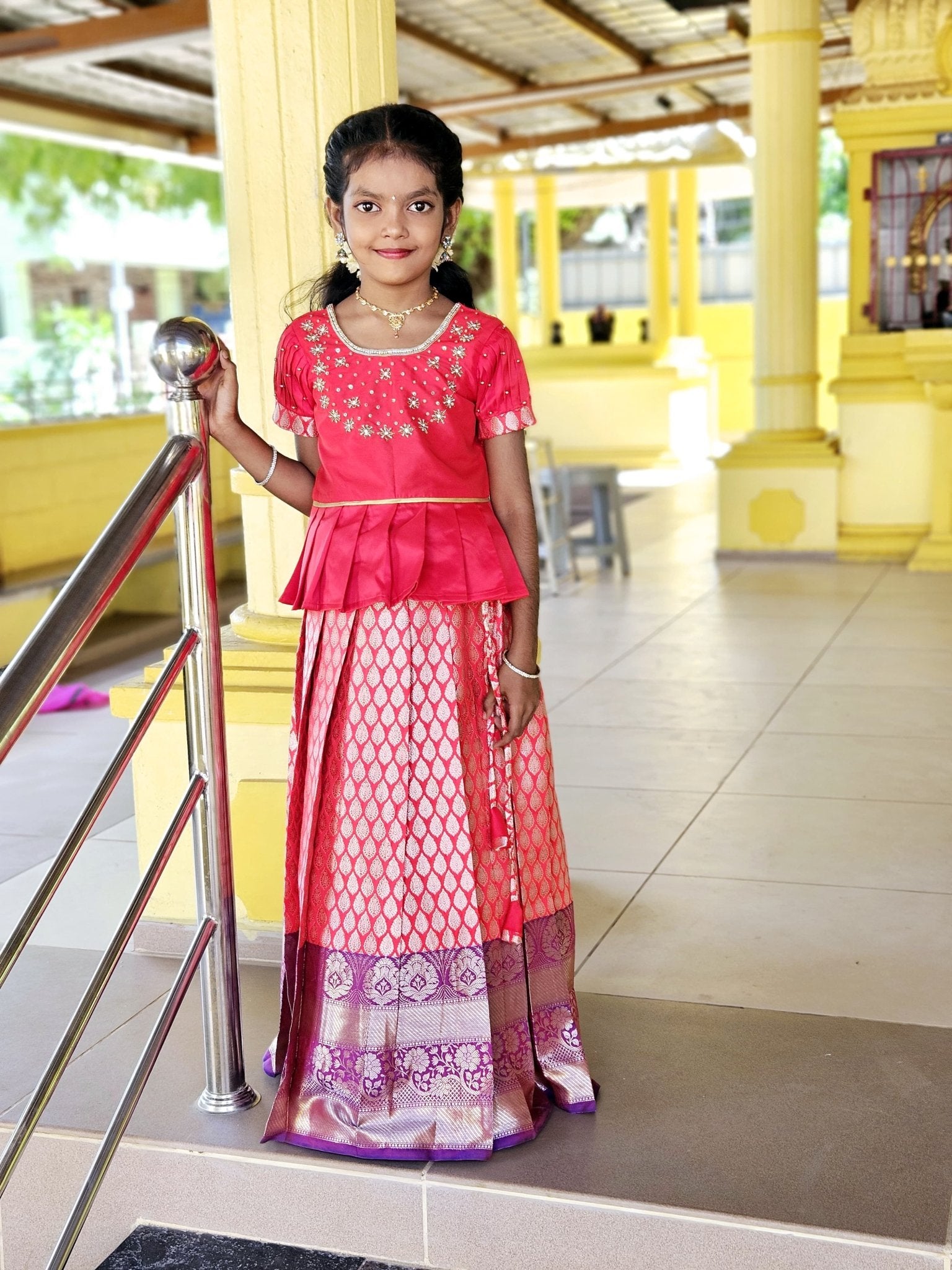 Kids Red Traditional AARI Work Pattu Pavadai PPP1536 (Copy) - Prince N Princess