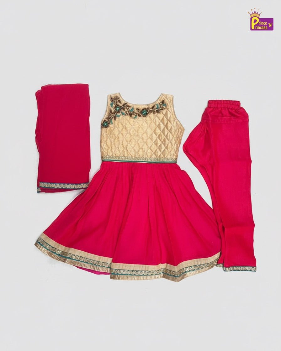 Kids Sandal With Pink Full Gown WGF085 - Prince N Princess