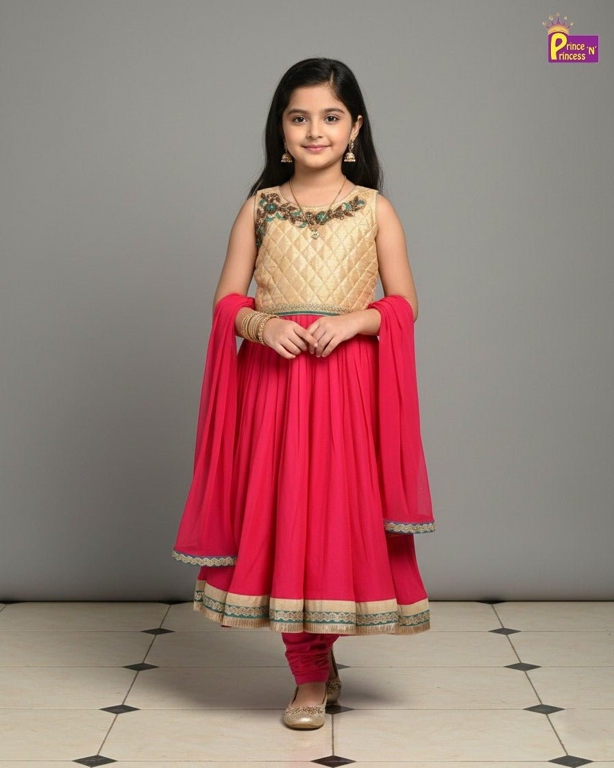 Kids Sandal With Pink Full Gown WGF085 - Prince N Princess