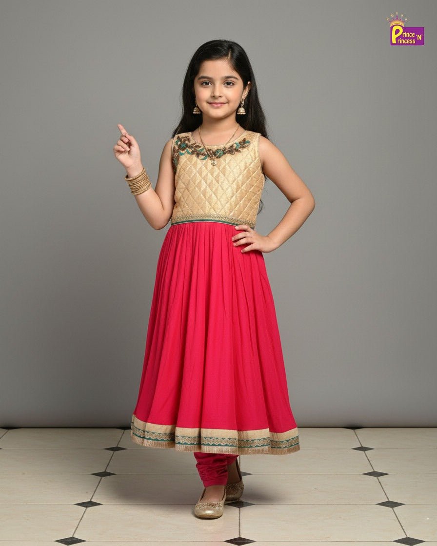 Kids Sandal With Pink Full Gown WGF085 - Prince N Princess