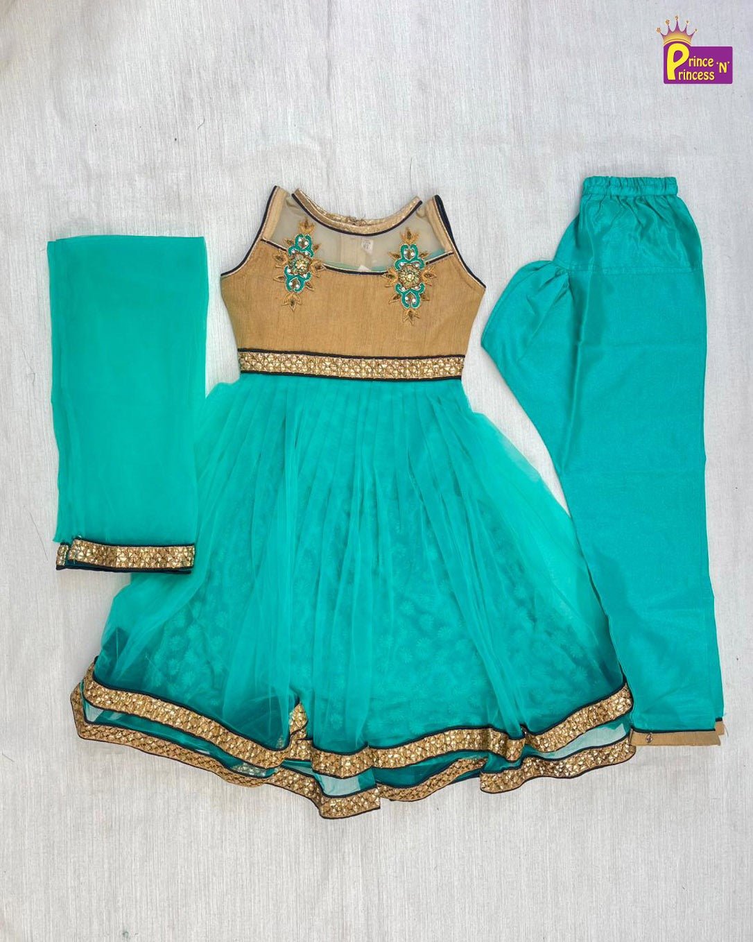 Kids Sandal With Rama Green Full Gown WGF086 - Prince N Princess