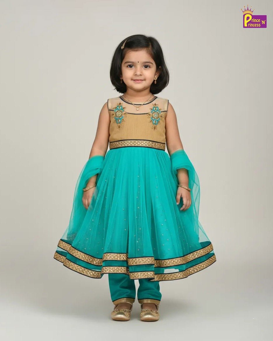 Kids Sandal With Rama Green Full Gown WGF086 - Prince N Princess