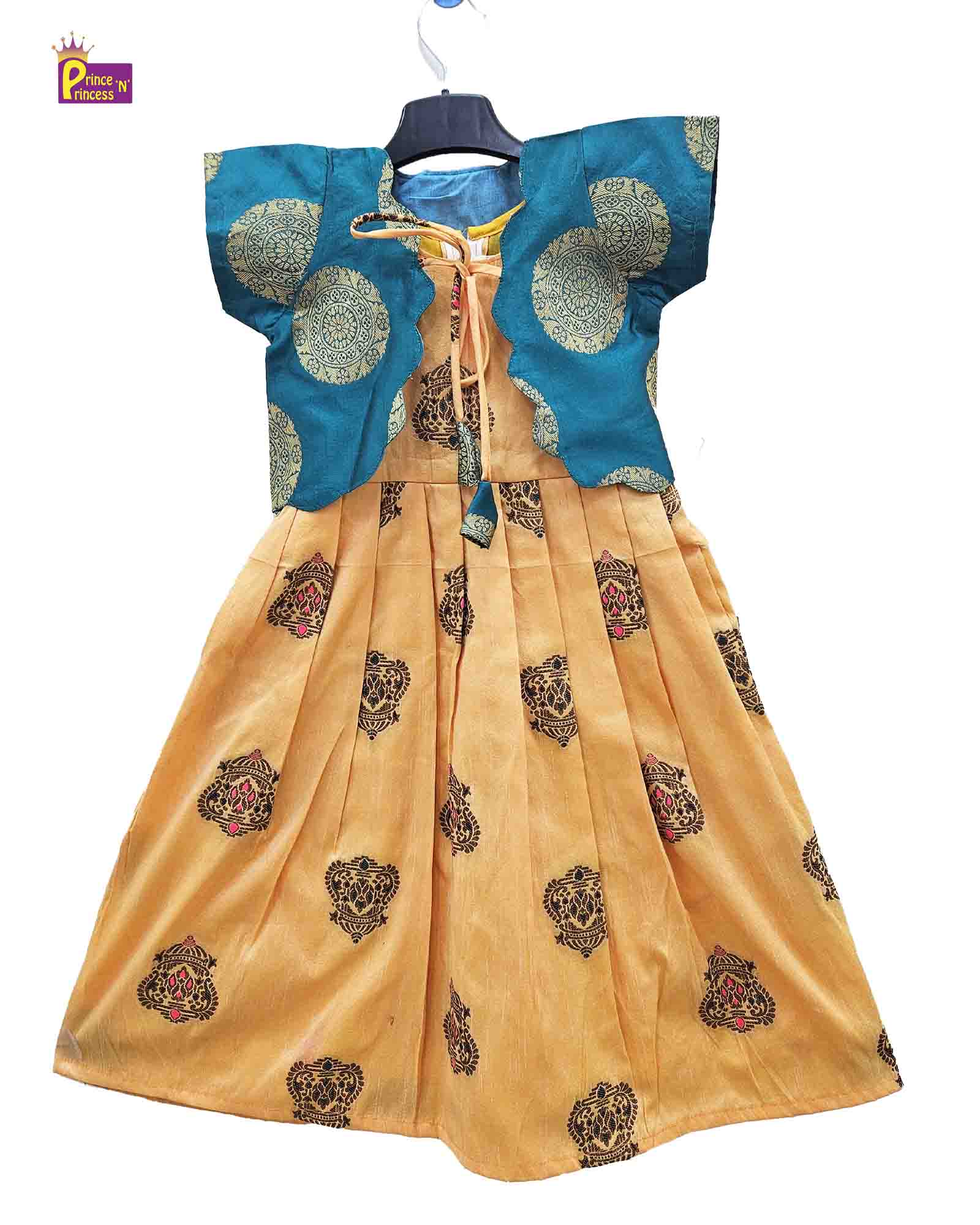 Kids Sandel Rama Green Ethnic Coat Gown PG436 - Prince N Princess