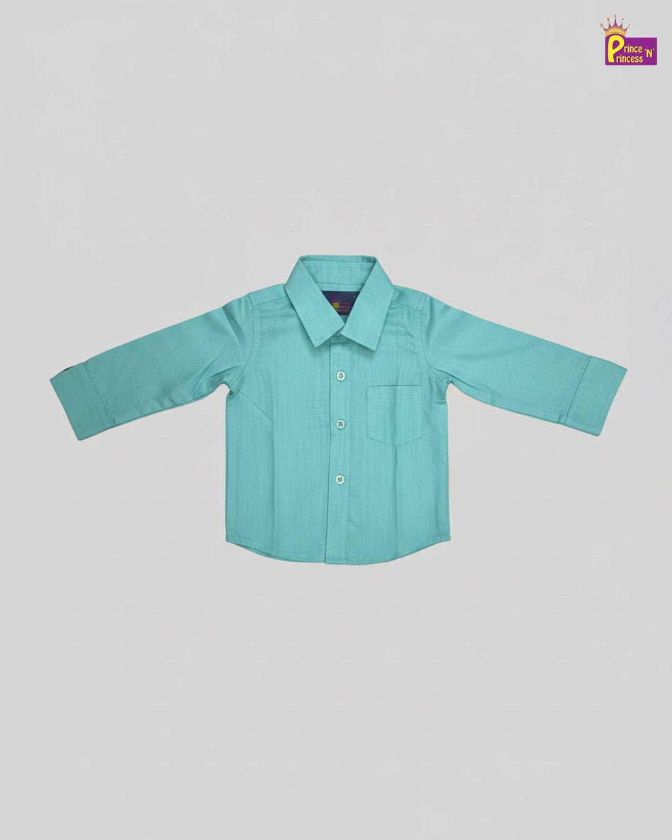 Turquoise shirt with long sleeves on a gray background - Prince N Princess