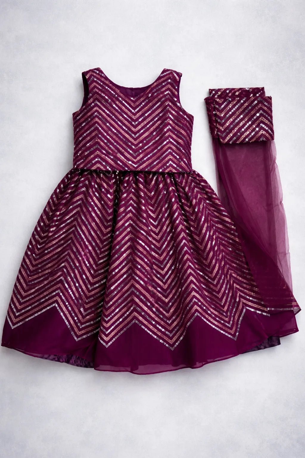 Kids Sequence Mirror ethnic Lehenga Choli Purple LC198 - Prince N Princess