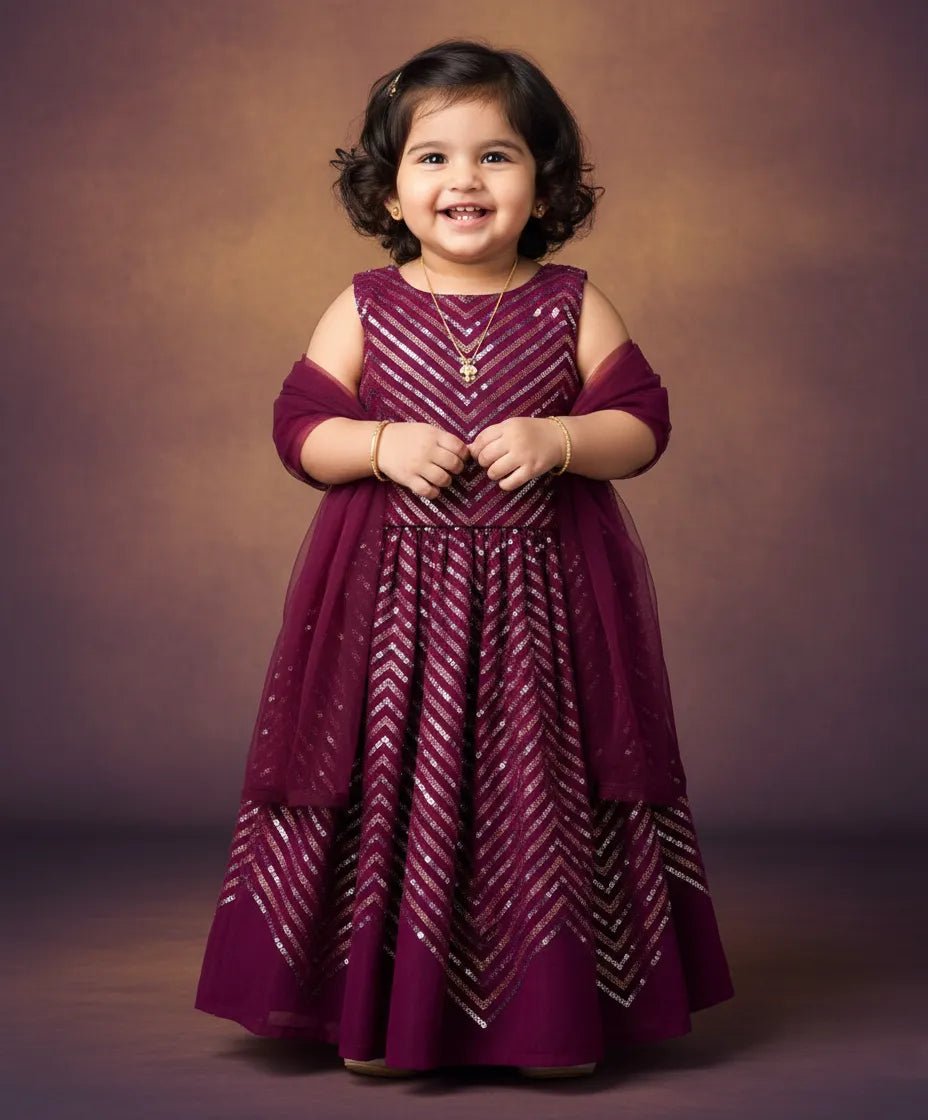Kids Sequence Mirror ethnic Lehenga Choli Purple LC198 - Prince N Princess
