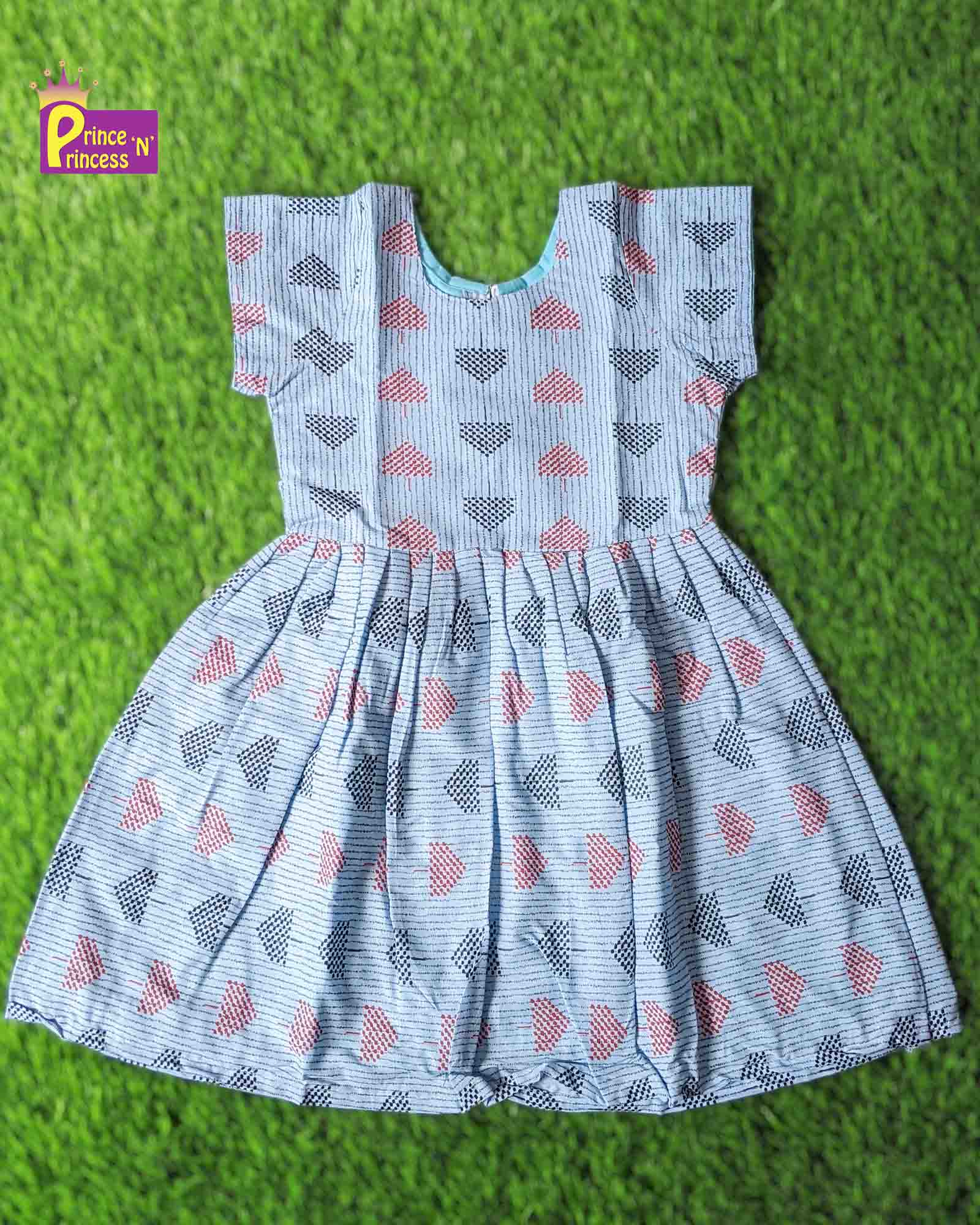 Kids sky blue Cotton Frock CF185 - Prince N Princess