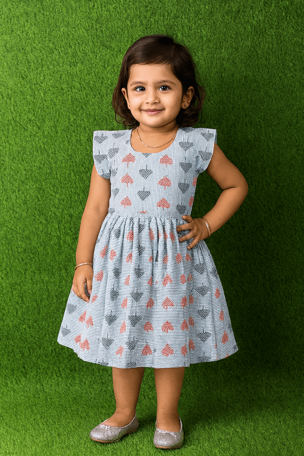 Kids sky blue Cotton Frock CF185 - Prince N Princess