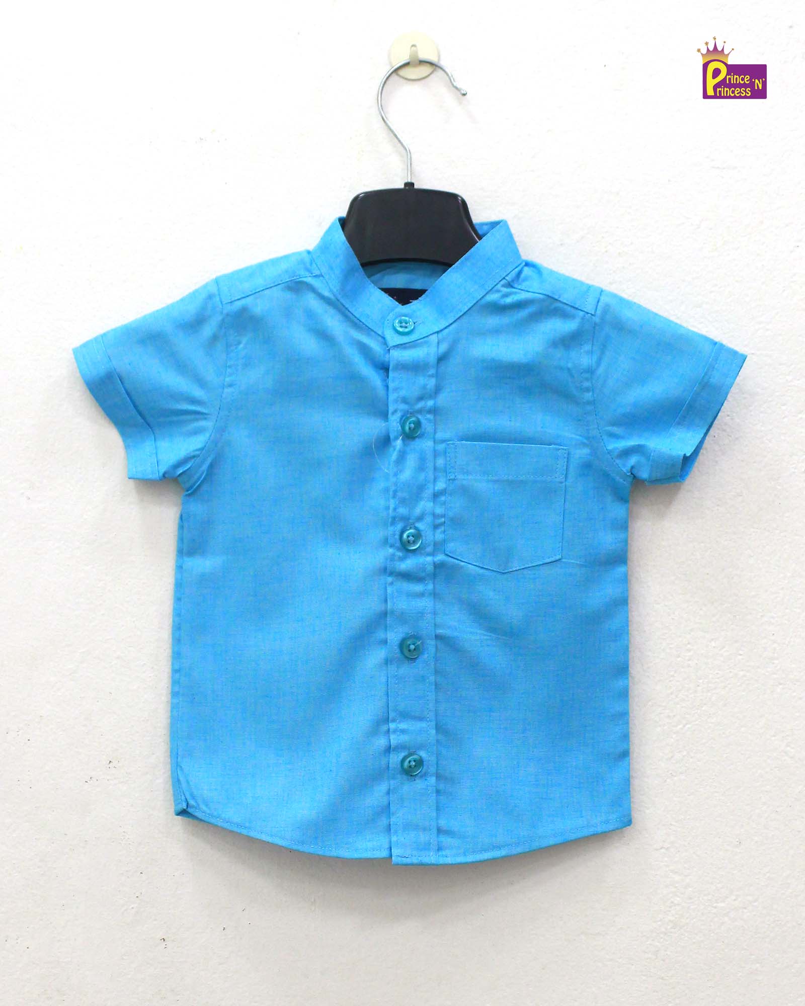 Kids Skyblue Cotton Shirt ST077 - Prince N Princess