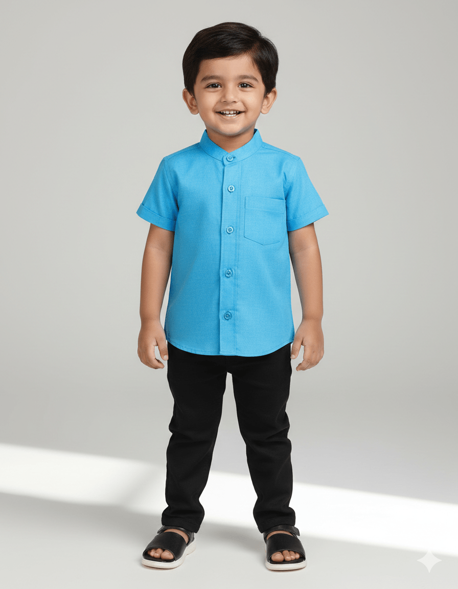 Kids Skyblue Cotton Shirt ST077 - Prince N Princess
