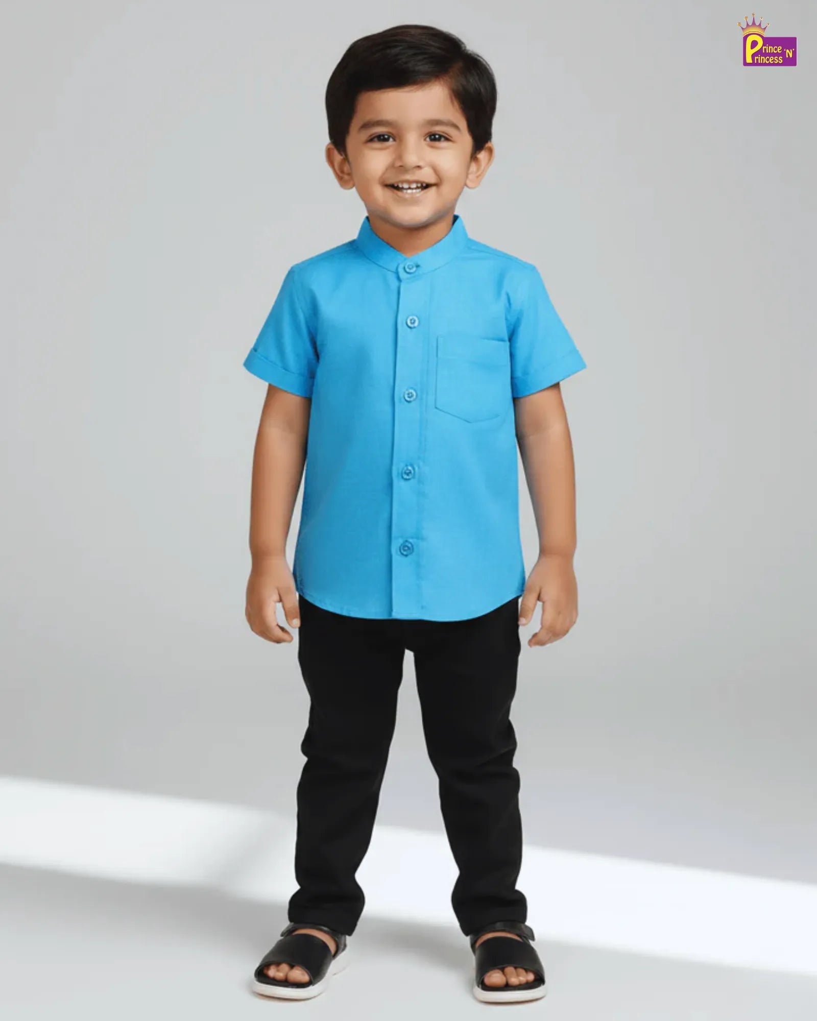 Kids Skyblue Cotton Shirt ST077 - Prince N Princess