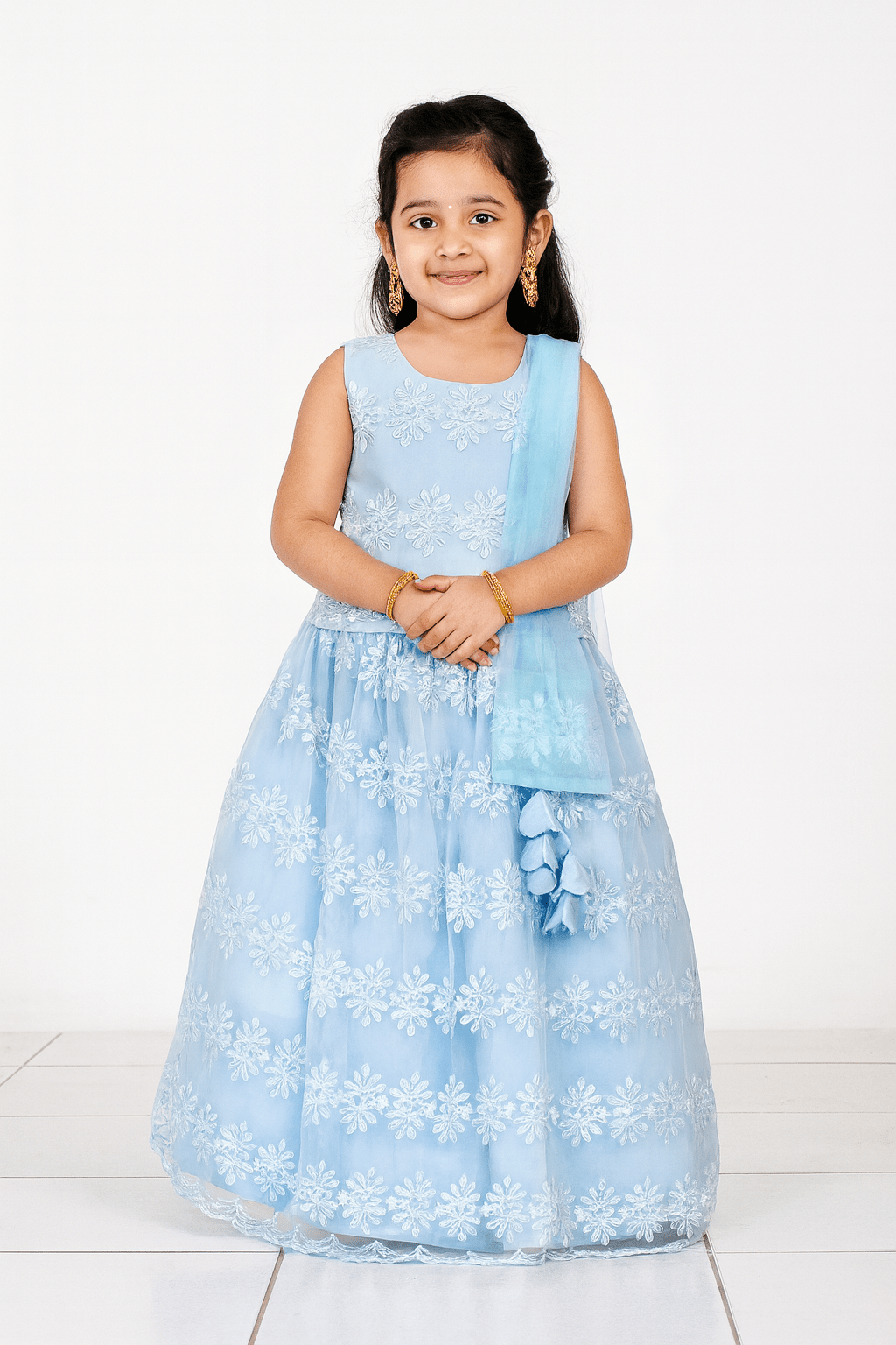 Kids Skyblue embroidery ethnic Lehenga Choli LC196 - Prince N Princess