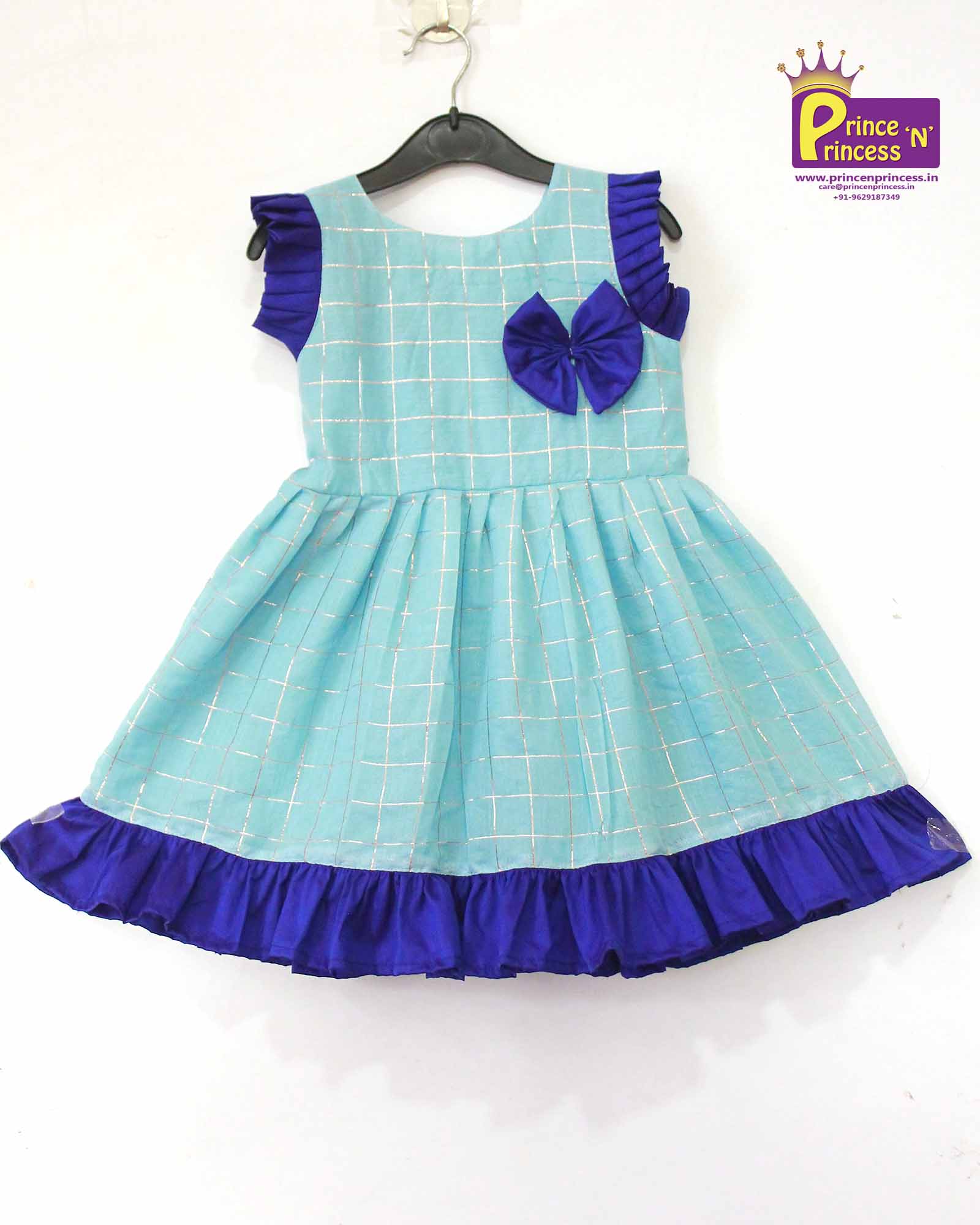Kids SkyBlue With Purple Party Frock LDF145 - Prince N Princess