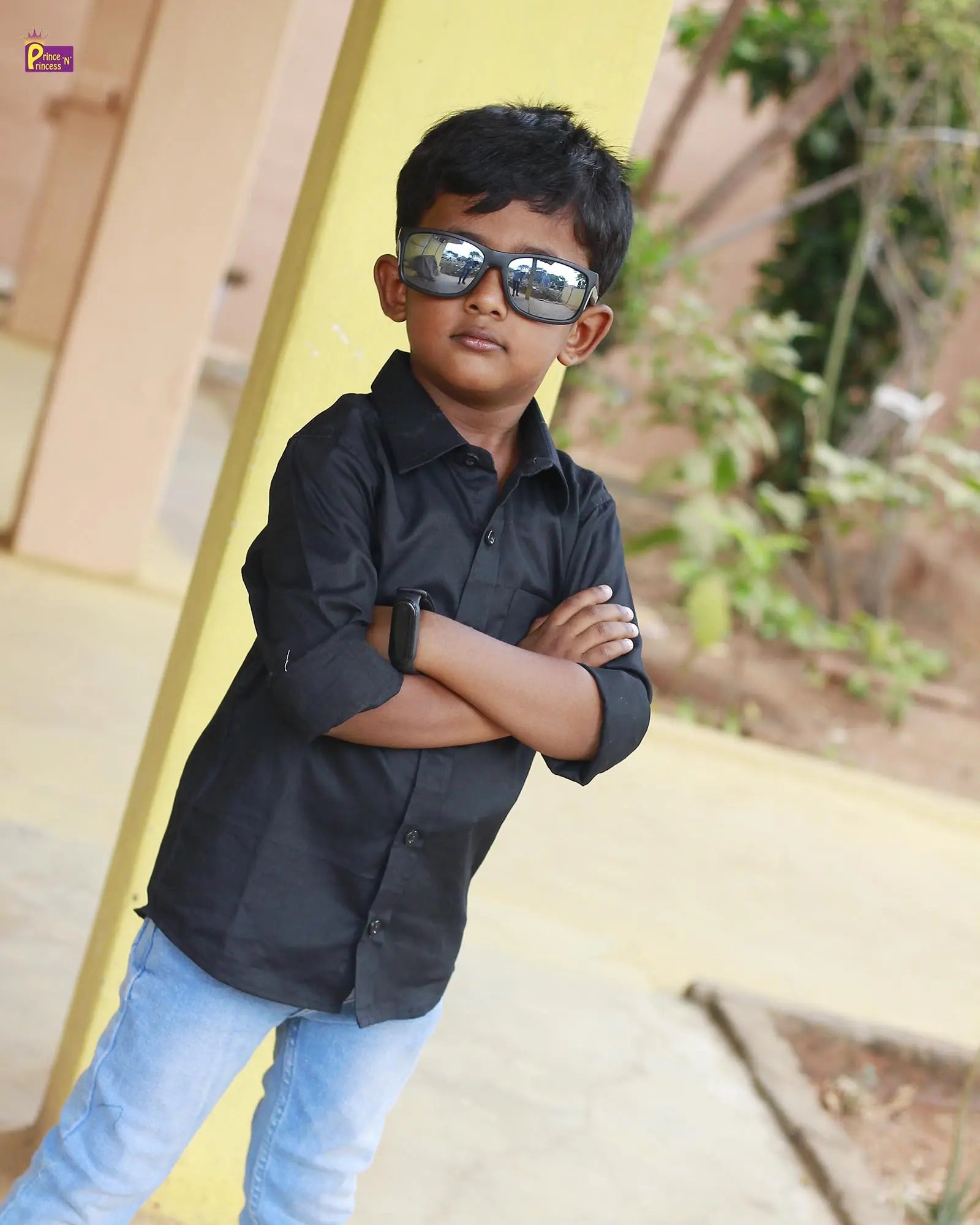 Kids Solid Black shirt ST127 - Prince N Princess