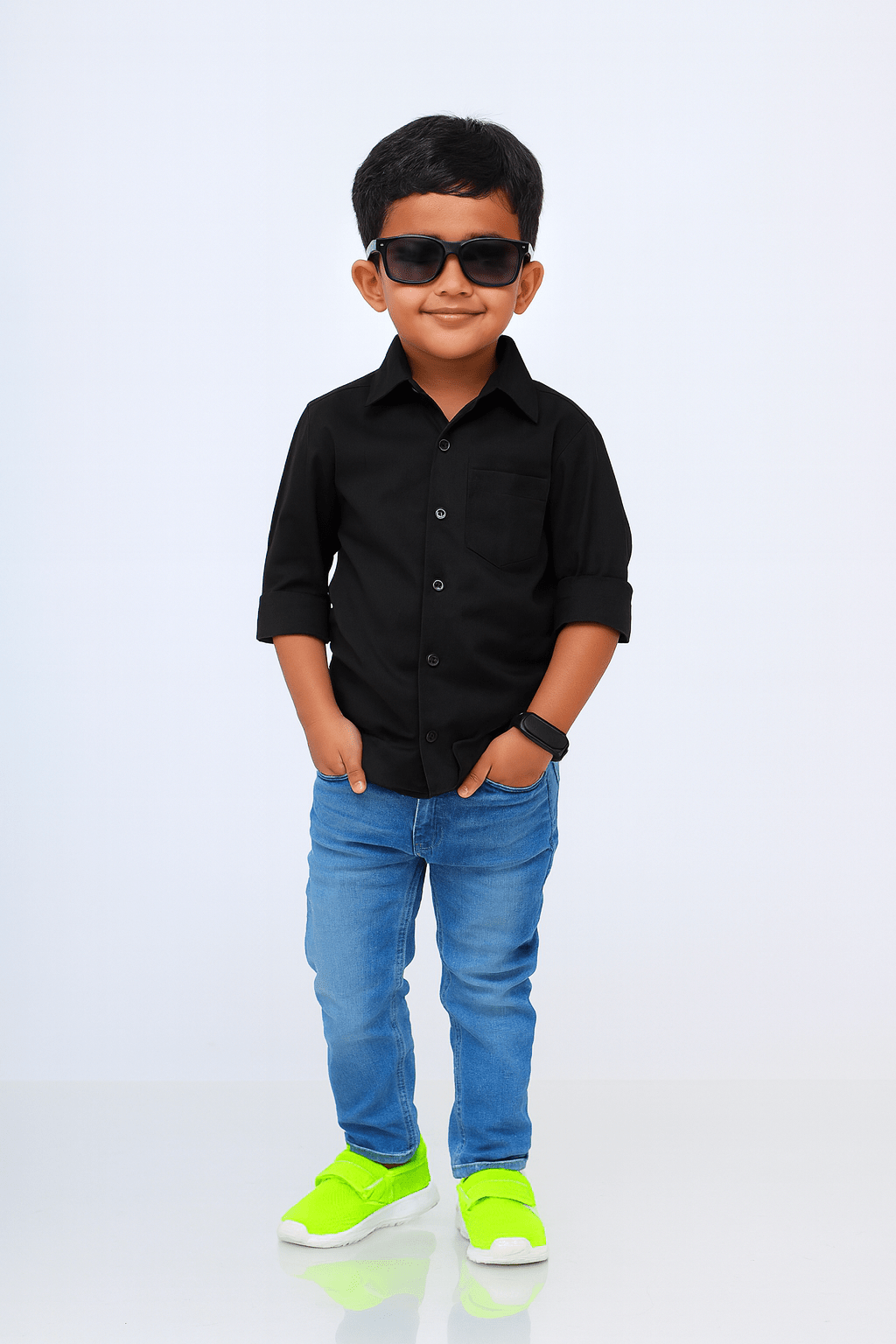Kids Solid Black shirt ST127 - Prince N Princess