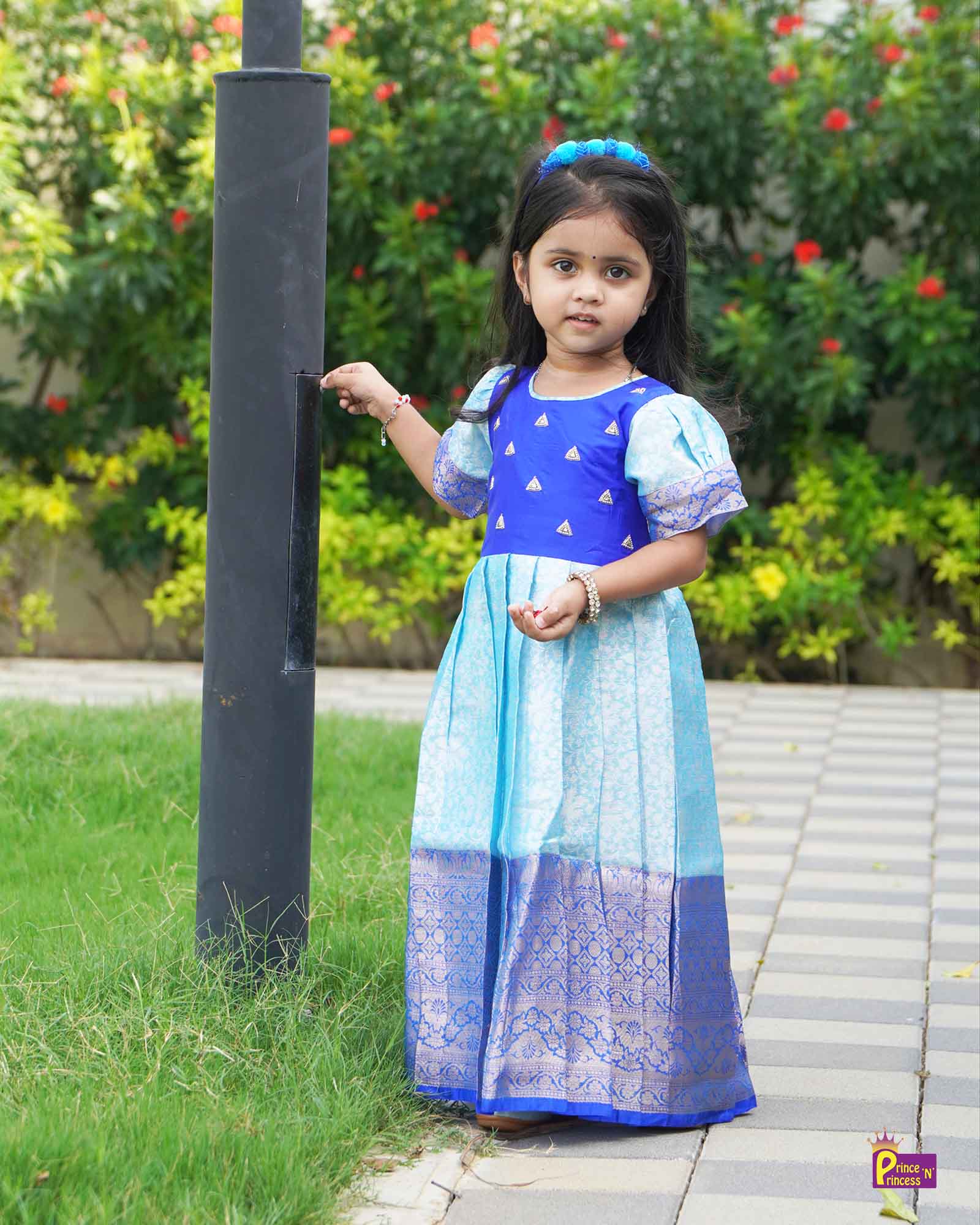Kids Traditional Blue aari Long gown PG427 - Prince N Princess