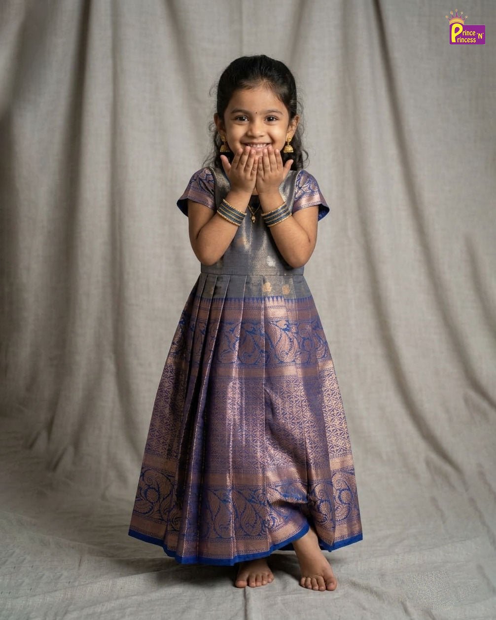 Kids Traditional Blue Party Frock PG498 - Prince N Princess