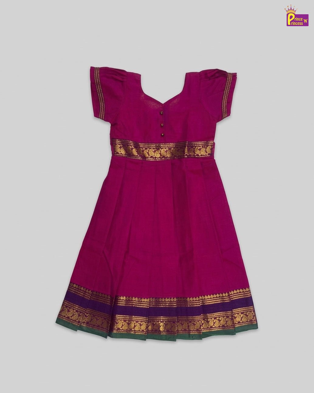 Kids Traditional Chettinad Cotton Gown in Purple PG687 - Prince N Princess