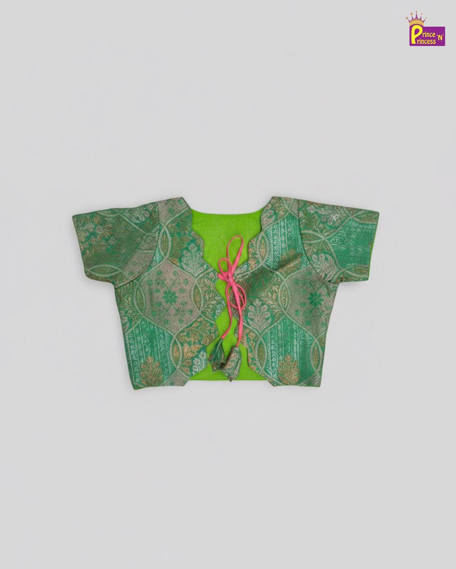 Kids Traditional Coat Gown in Green with Pink PG570 - Prince N Princess