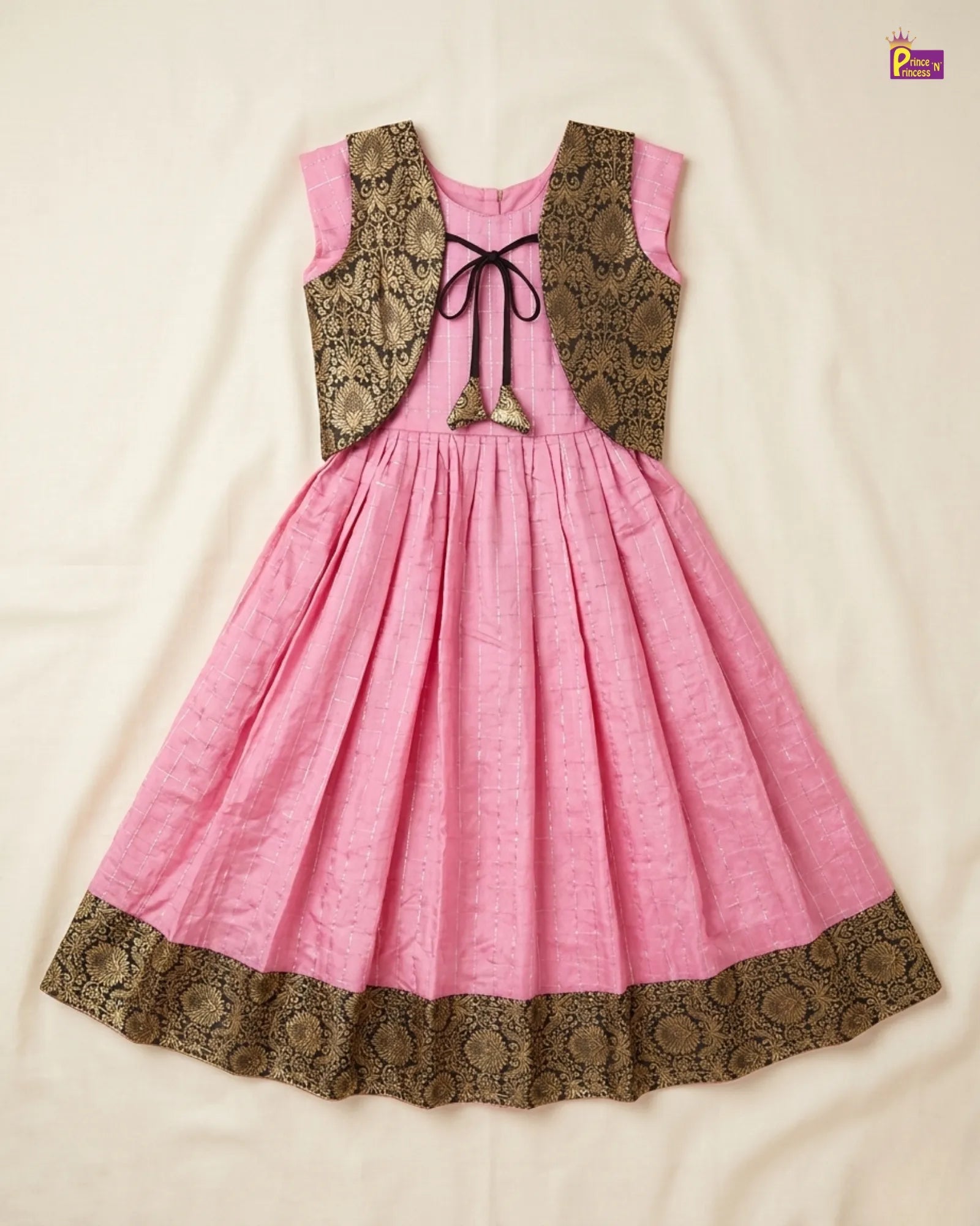 KIds Traditional Coat Long Gown in Pink PG564 for kids festival wear