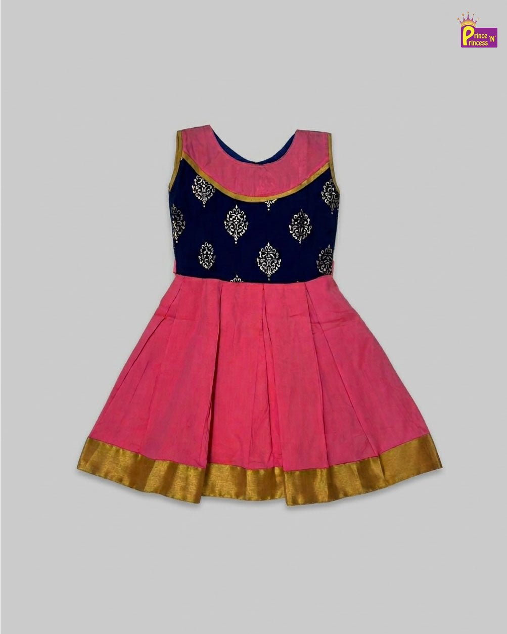 Kids Traditional Long Gown in Navy with Peach PG684 - Prince N Princess