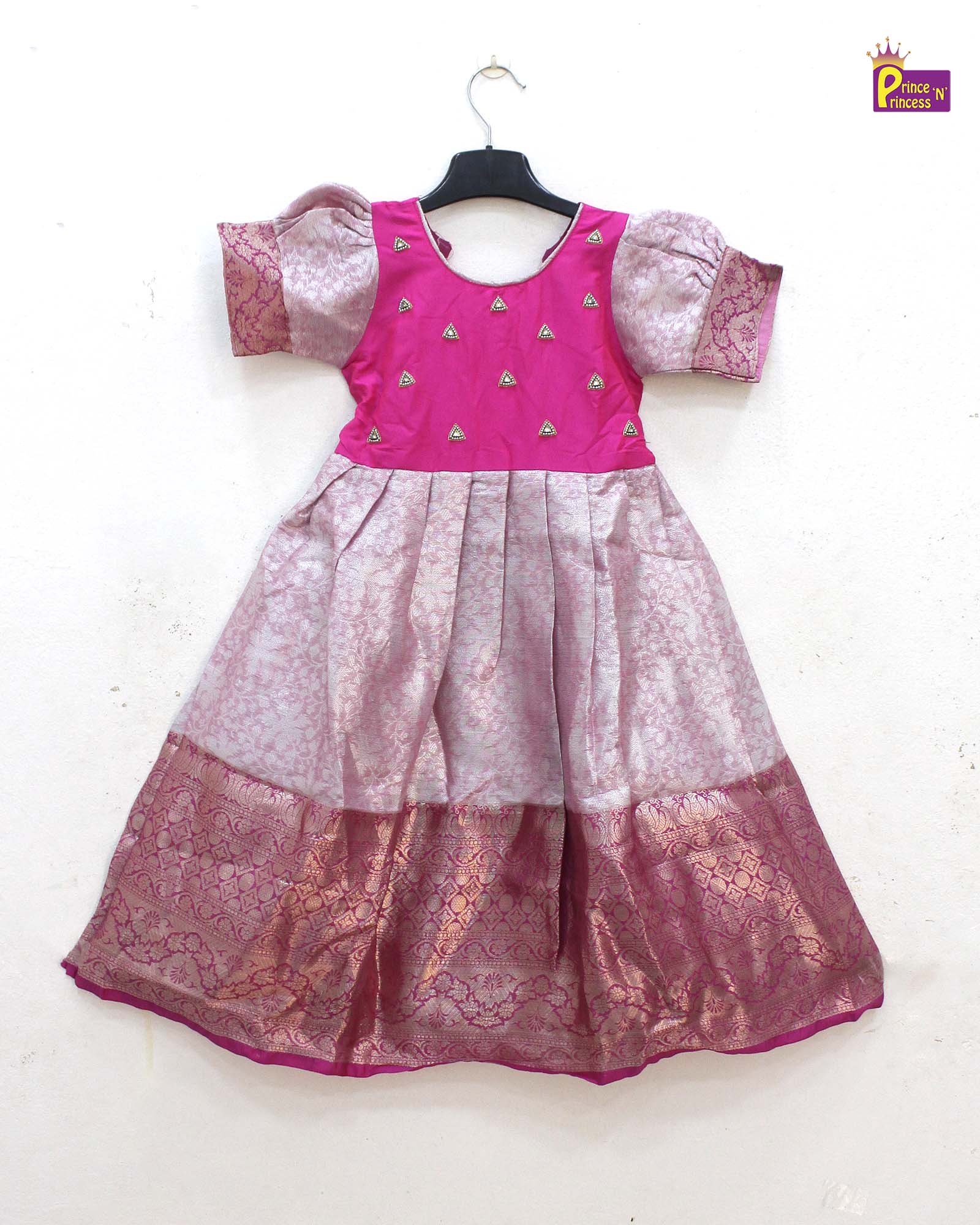 Kids Traditional Pink aari Long gown PG5 - Prince N Princess