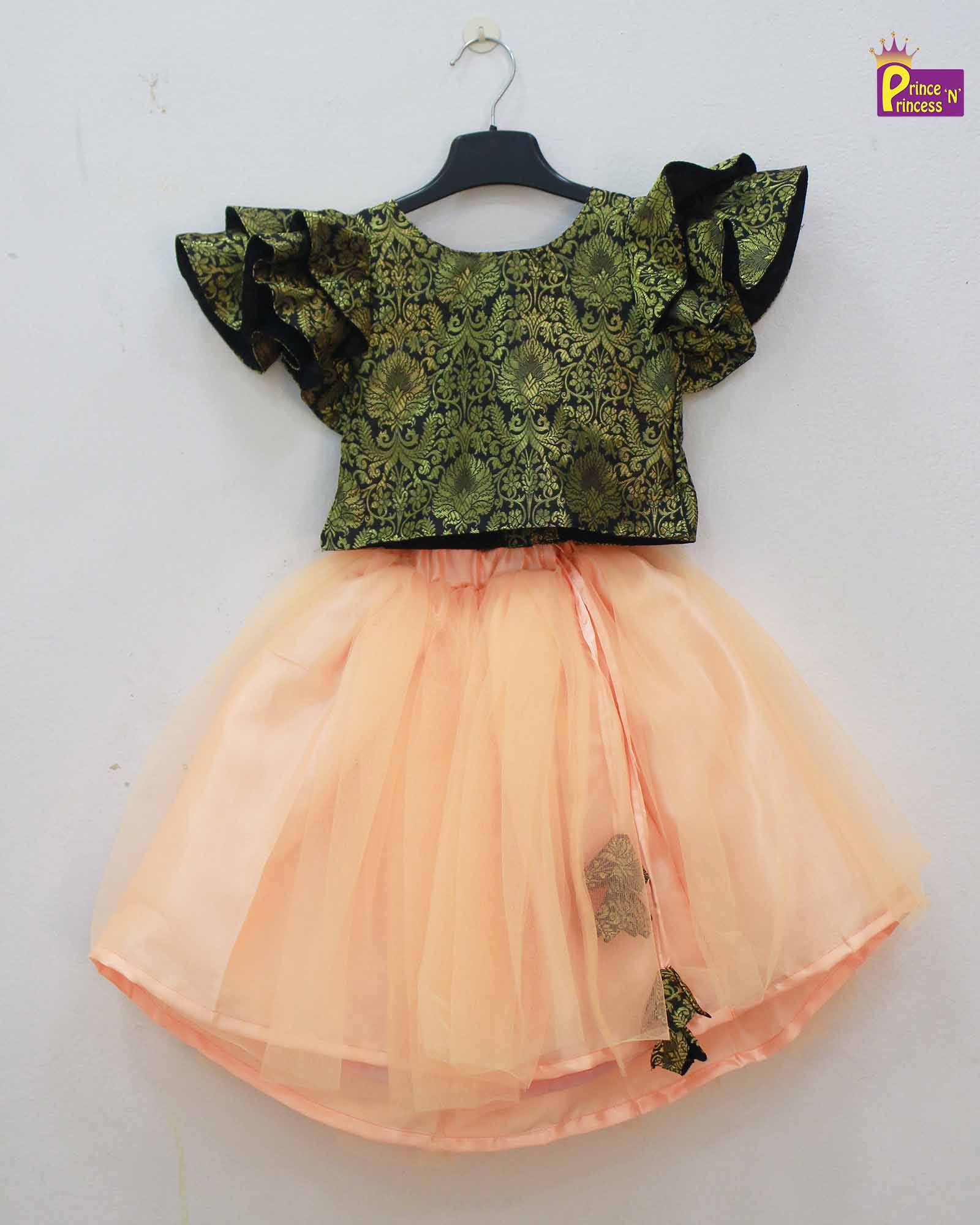 Kids Trending Peach Black Lehenga Choli LC248 - Prince N Princess