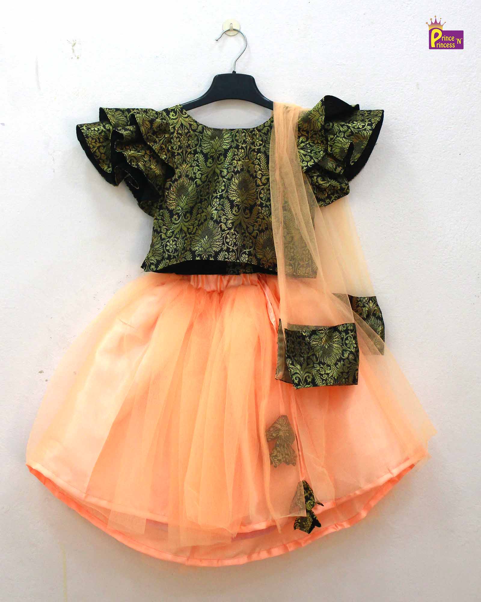 Kids Trending Peach Black Lehenga Choli LC248 - Prince N Princess