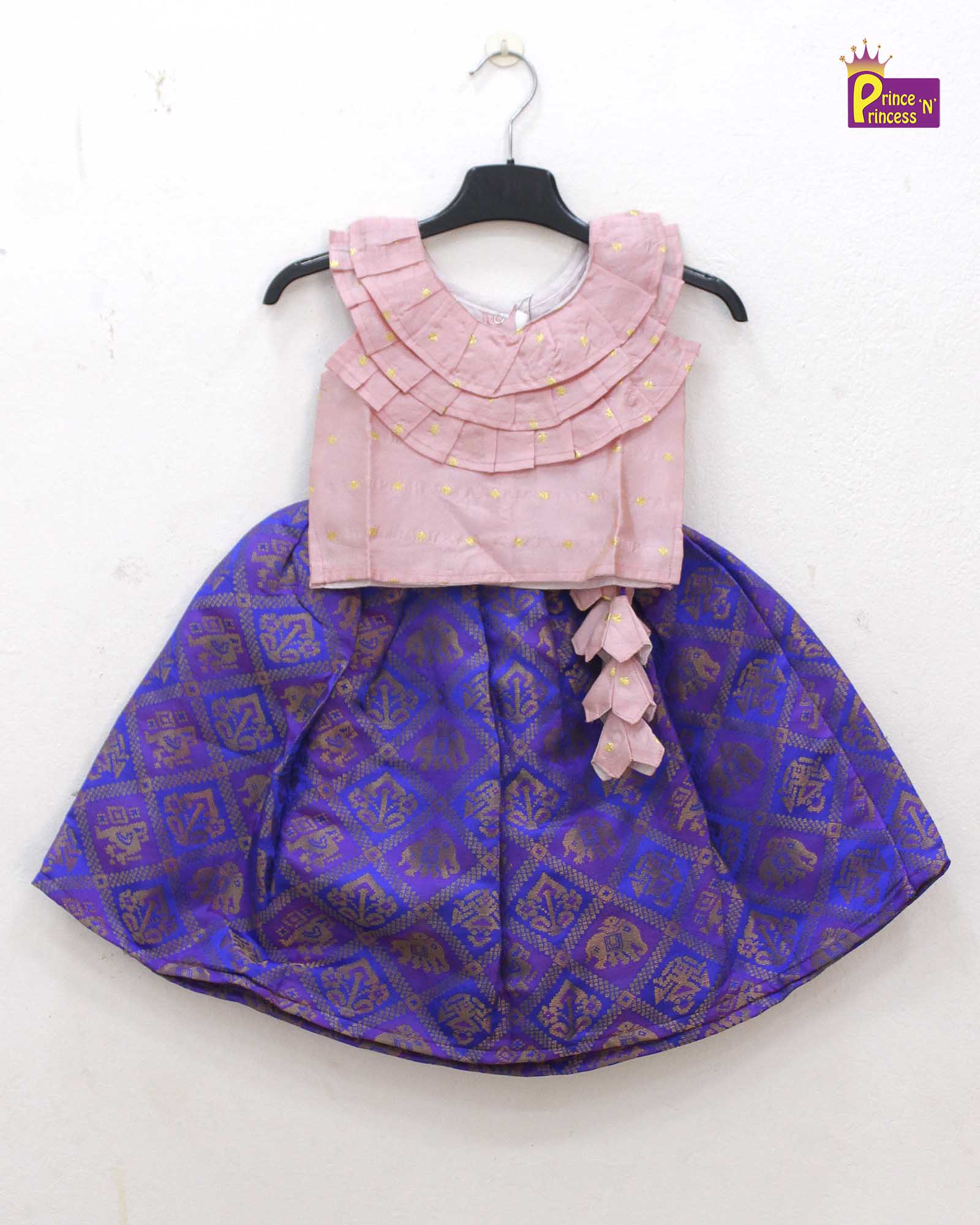 Kids Trending Pink Blue Lehenga Choli with neck frills LC230 for kids festival wear