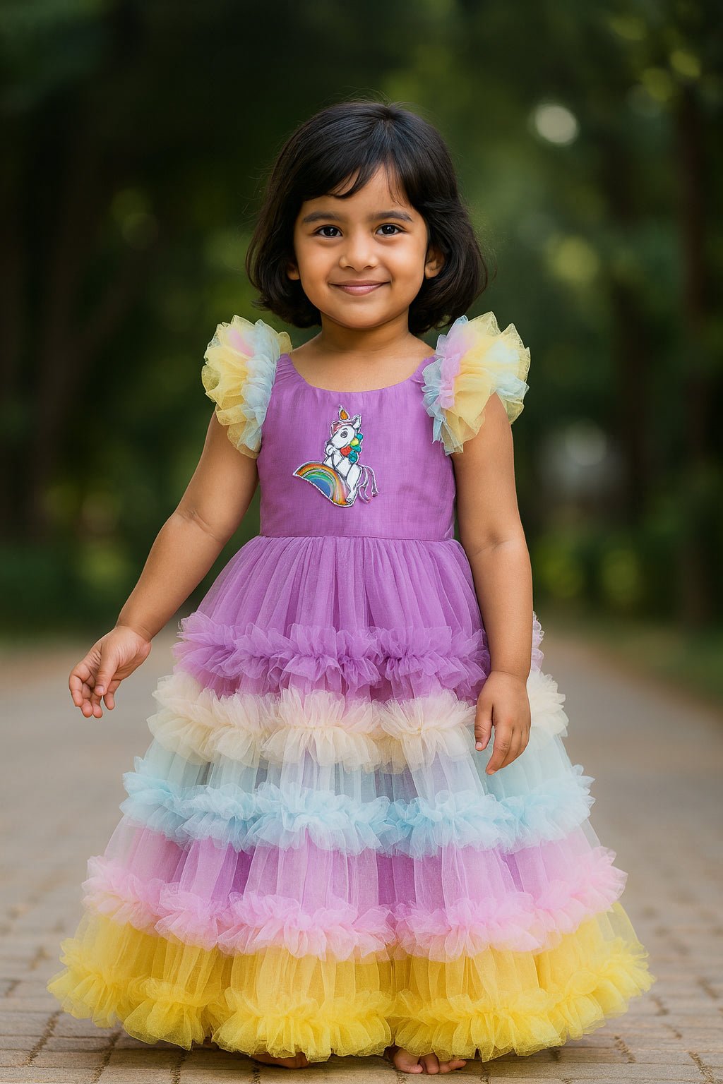 Kids Unicorn multi colour Prince N Princess Party Gown BG234 - Prince N Princess