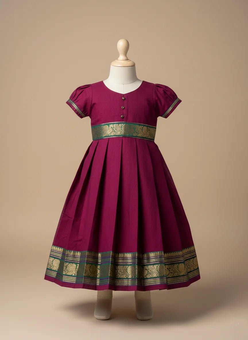 chettinad cotton full gown kids puff sleeve traditional wear princenprincess