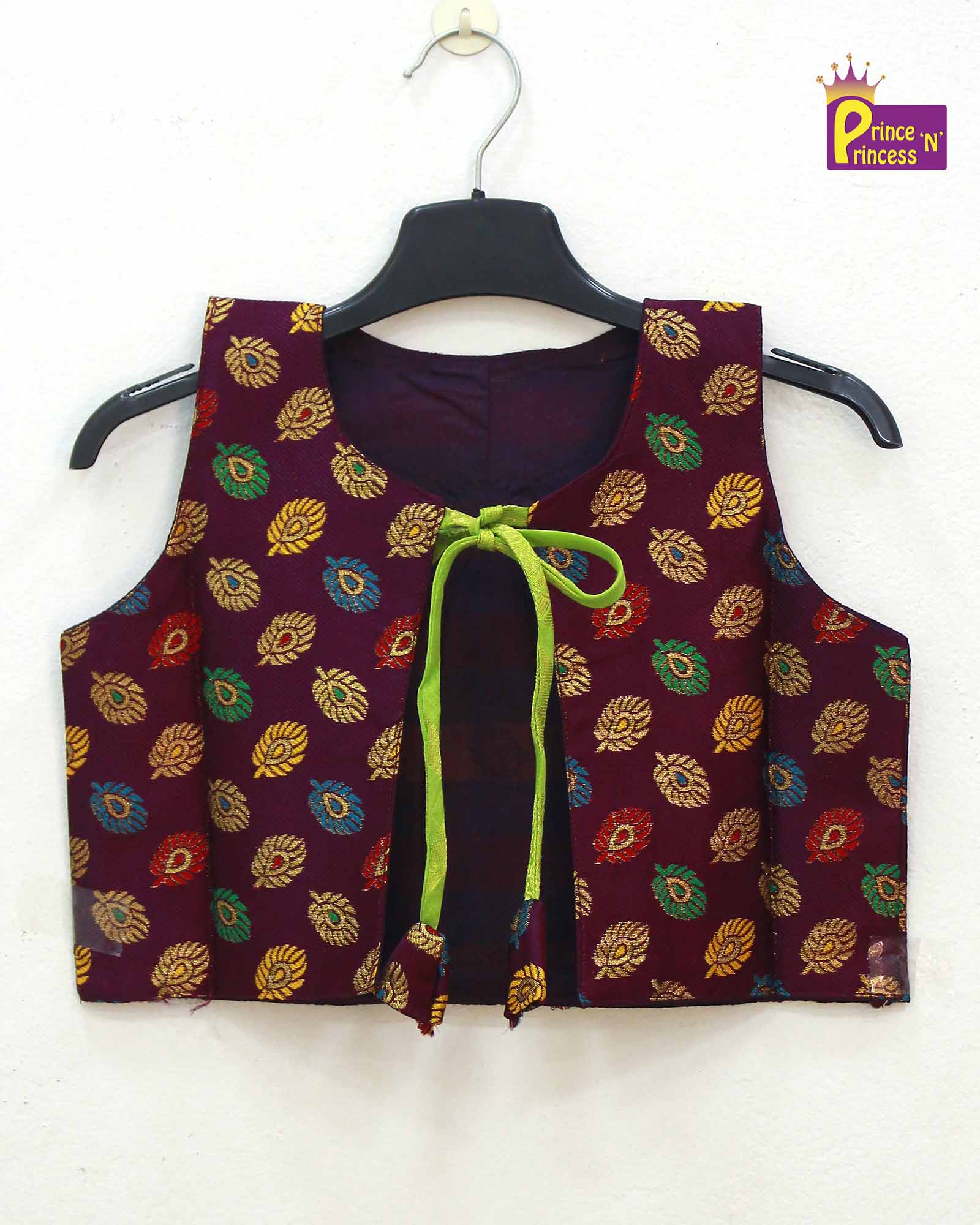 Kids Whine Green Ethnic Coat Gown PG421 - Prince N Princess
