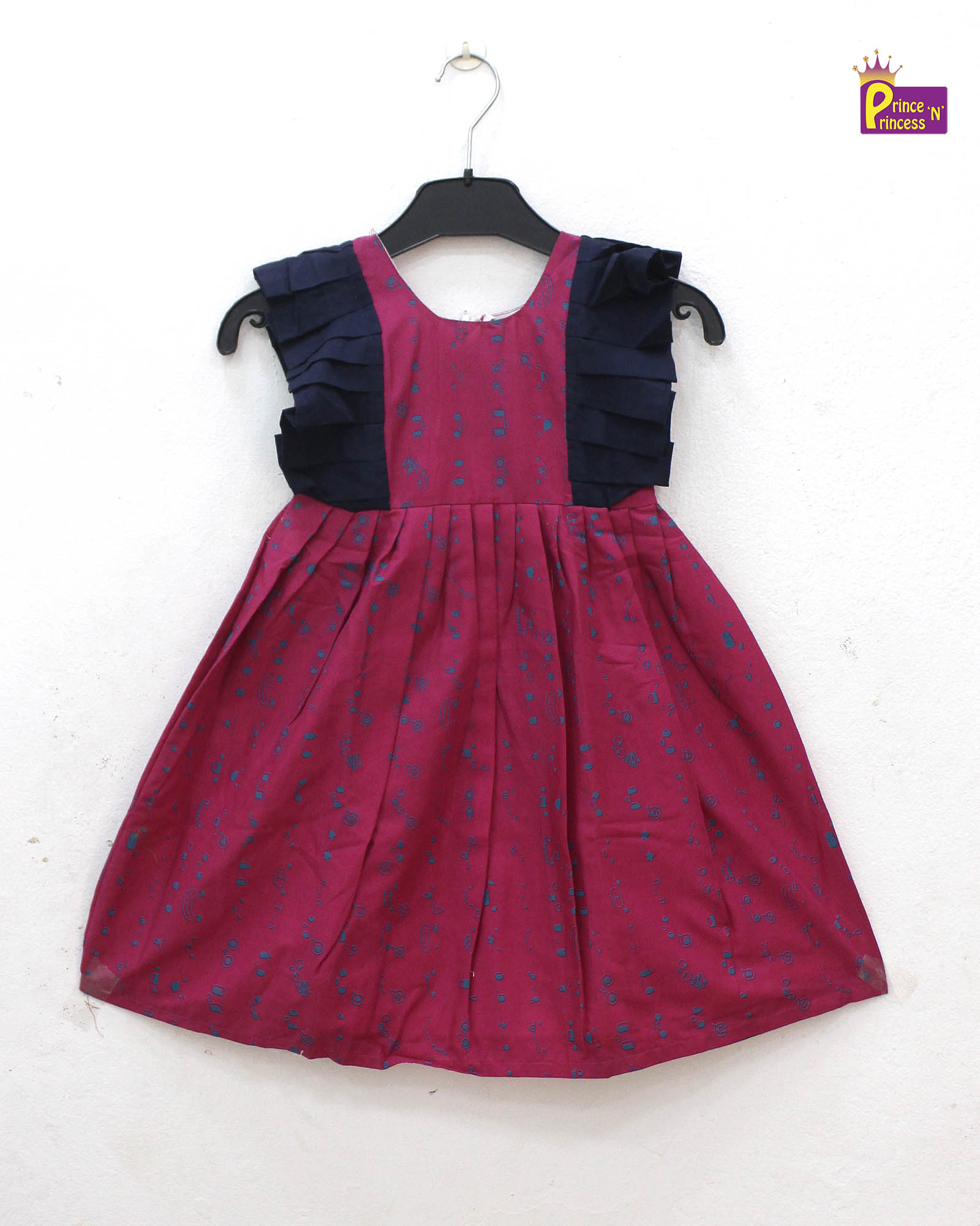 Kids Whine with Navy Cotton Frock CF077 - Prince N Princess